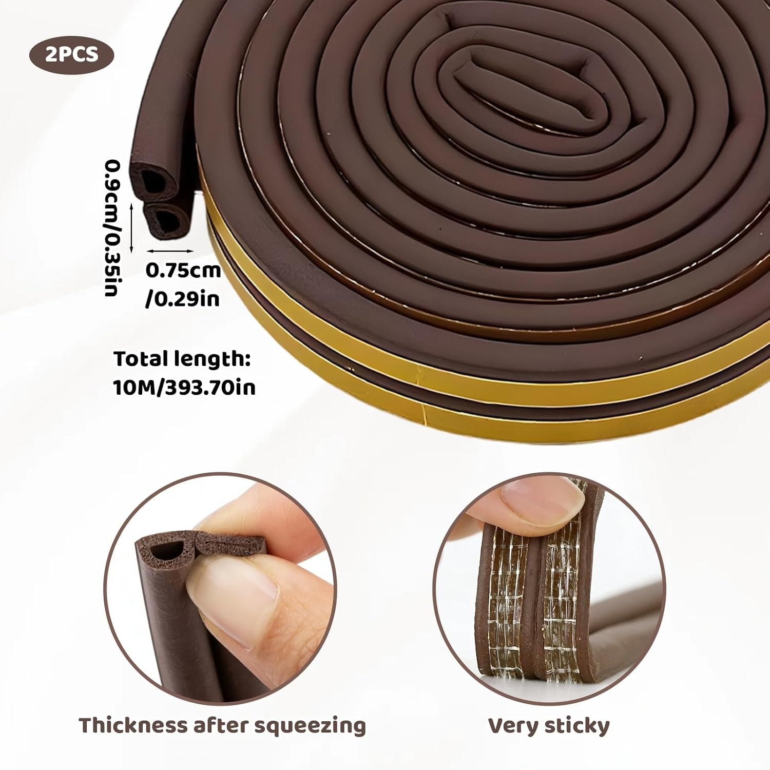 2 Pack Door Seal Strip, 20M Foam Tape for Weather Stripping Door Seal and Window Insulation, Self-Adhesive Door Gap Blocker for Home Improvement