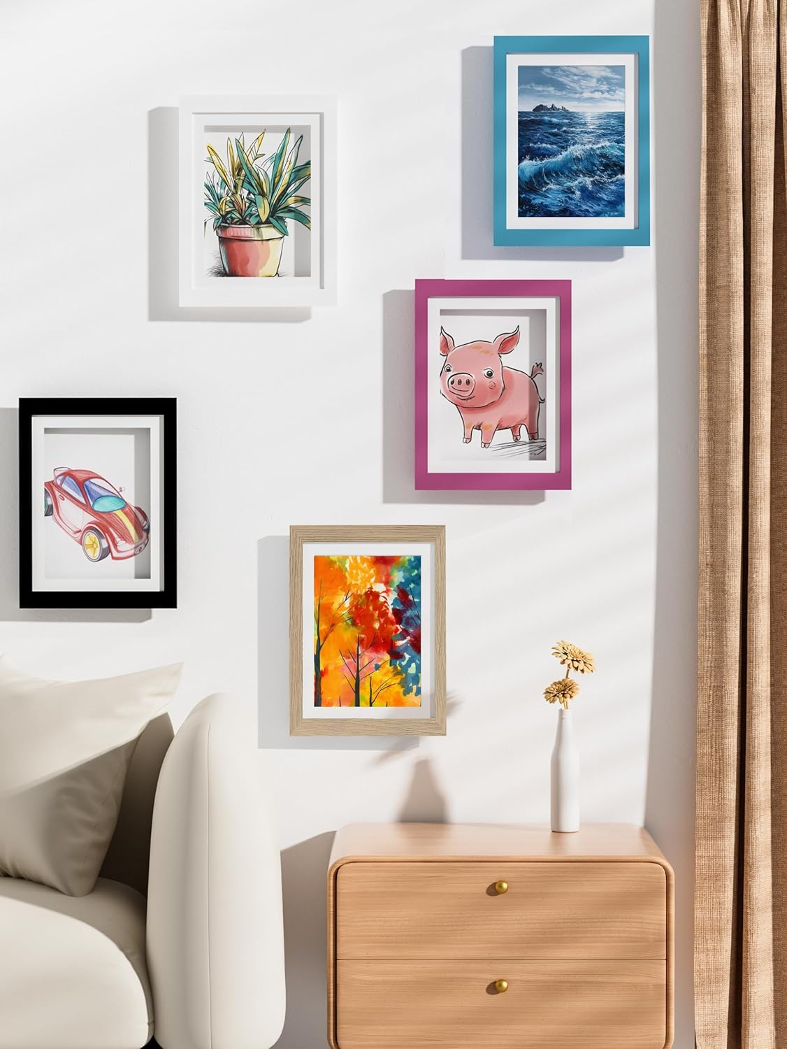 Orionstar 2 Pack Kids Art Frames, Artwork Picture Frames Changeable, Front Opening Picture Display Frames 11.8X8.5 Holds 100 A4 Pcs, Artwork Storage Frames for Children, Home and Office, Wood image number 3