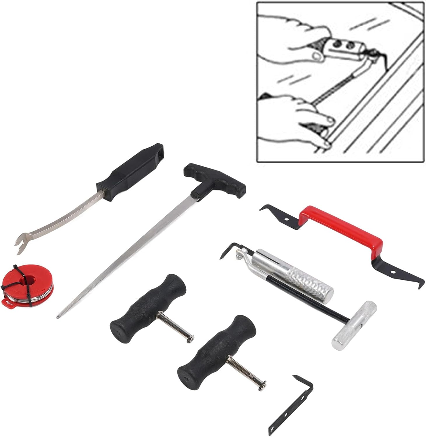 Pyhodi 8PCS Windshield Removal Tool Kit, Automotive Wind Glass Removal Hand Tool Car Windscreen Remover Set for Classic Vintage Car Windscreen Remover Set image number 3
