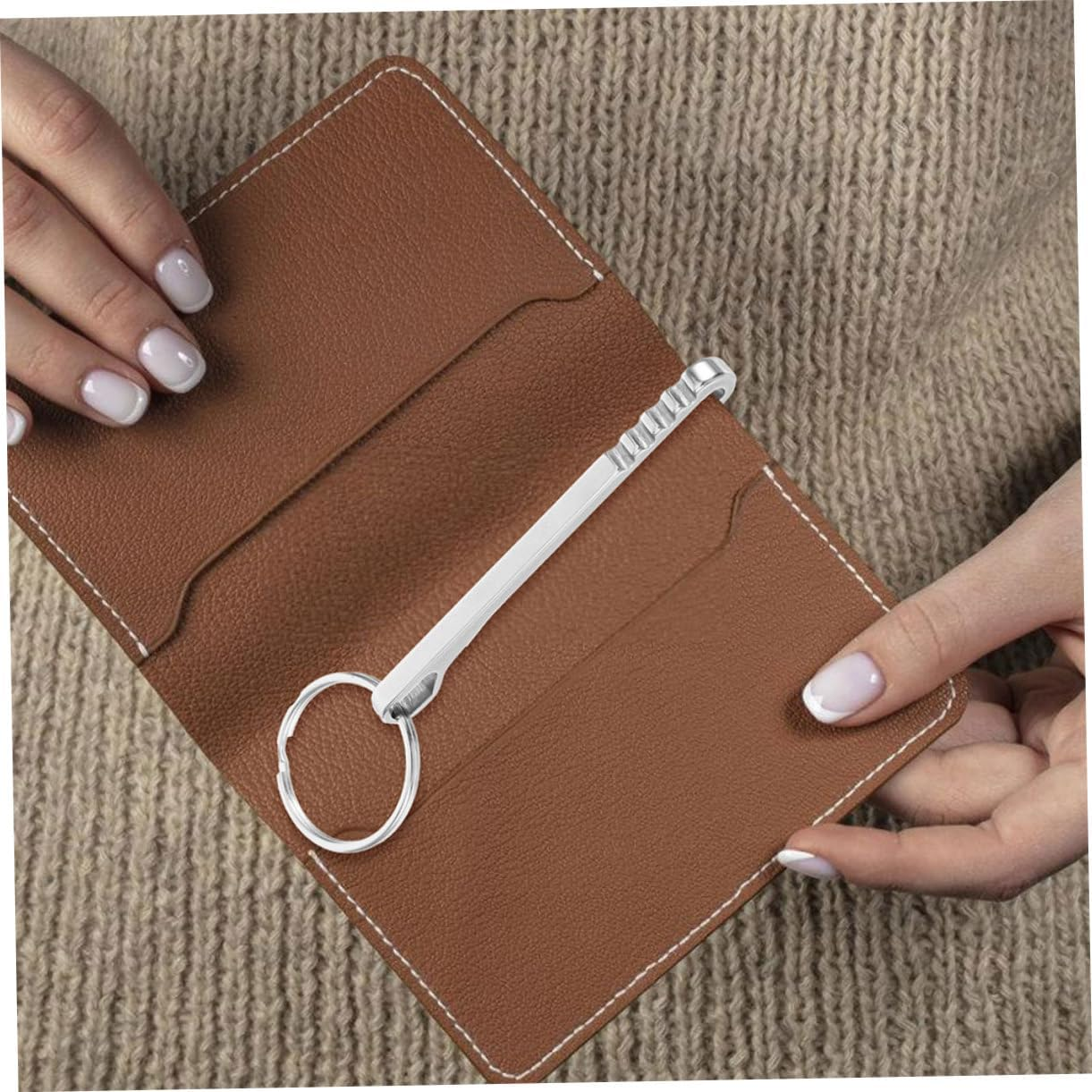 Anneome Stainless Steel Carabiner Key Chains Outdoor Multi-Use Keychain Carabiner Money Clip Compact Wallet Clip image number 5