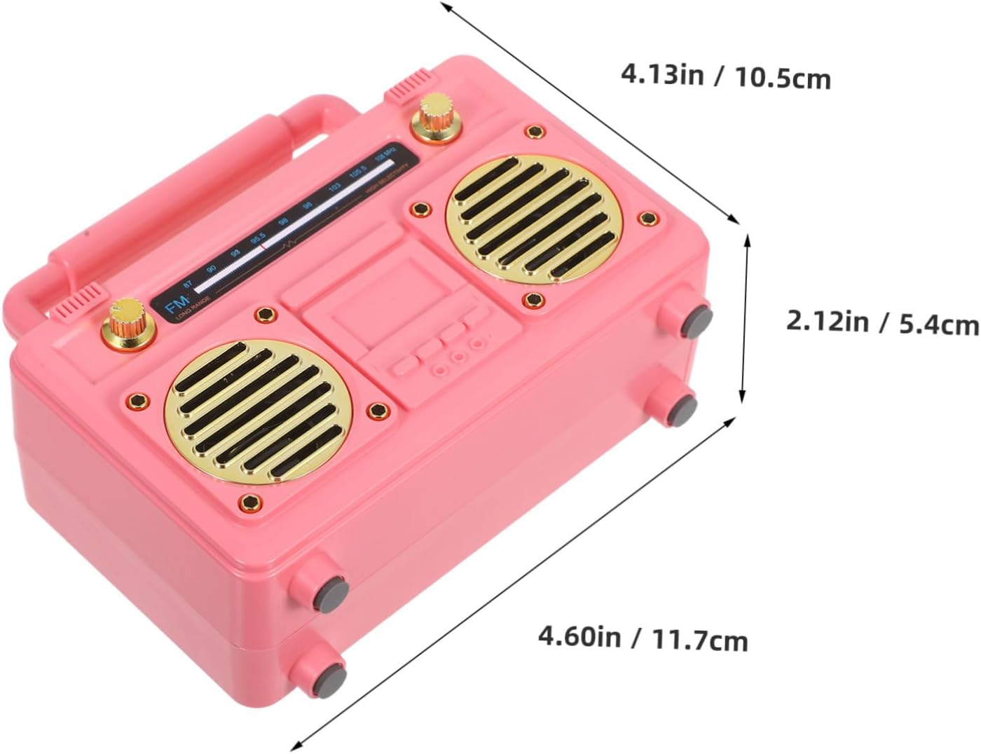 HOLIDYOYO Retro Radio Speaker Mini Portable Wireless Subwoofer Compact Speaker for Outdoor Camping Travel and Cheerleading Events in Pink image number 4