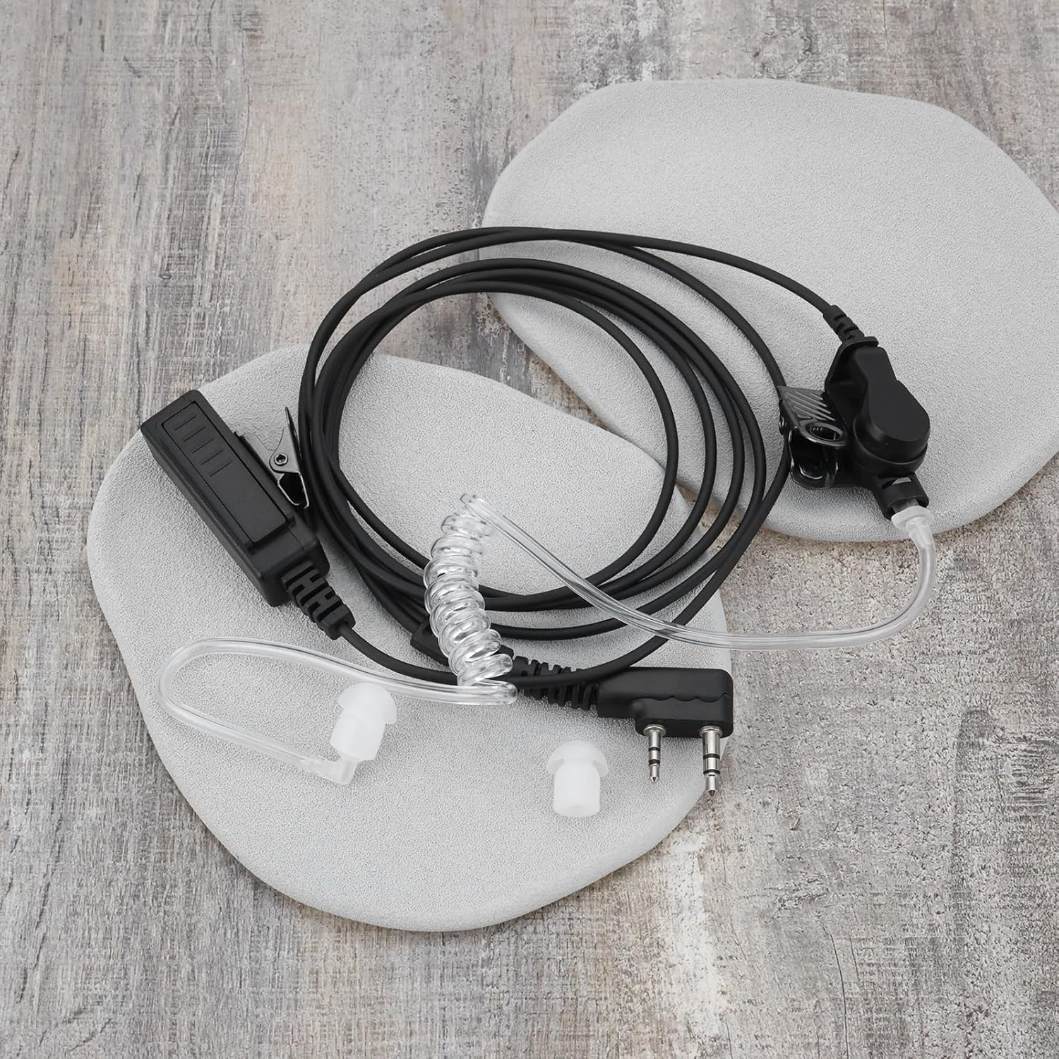 Emsea 1Pc Walkie Talkie Earpiece 2Pin Covert Acoustic Tube Earpiece with PTT Mic Compatible with Kenwood TK-3501 TK-3201 Compatible with Baofeng UV-5R BF-888S 80Cm