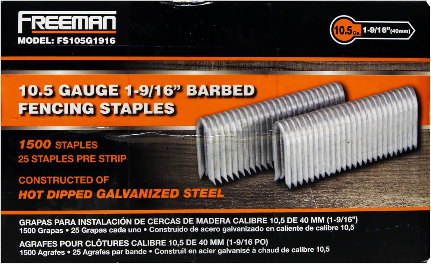 Freeman FS105G1916 10.5-Gauge 1-9/16" Glue Collated Barbed Fencing Staples (1500 Count) image number 6