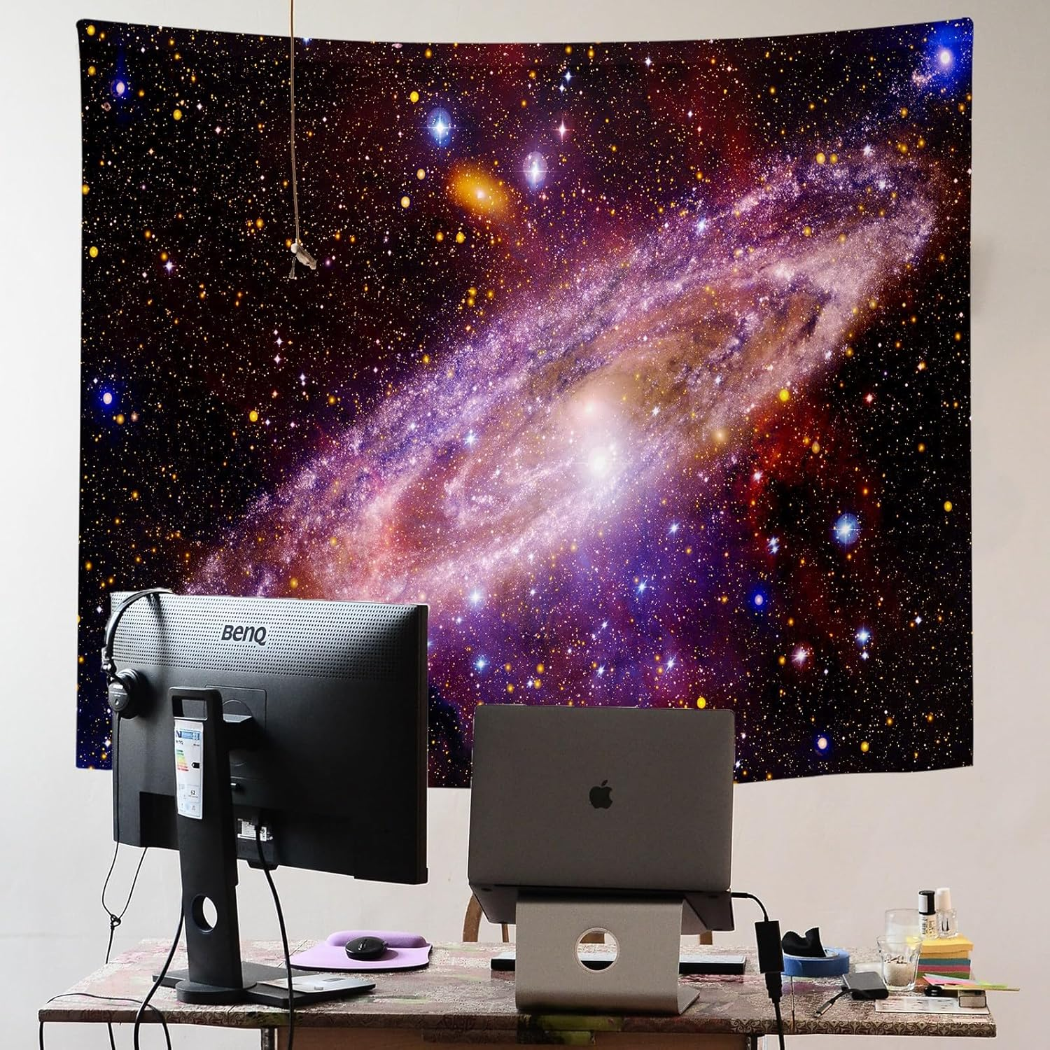 Psyhilar Blacklight Posters for Adults and Teens, Space Galaxy Backdrop UV Reactive, Black Light Tapestry for Boys Room (91 X 71 Inches) image number 4