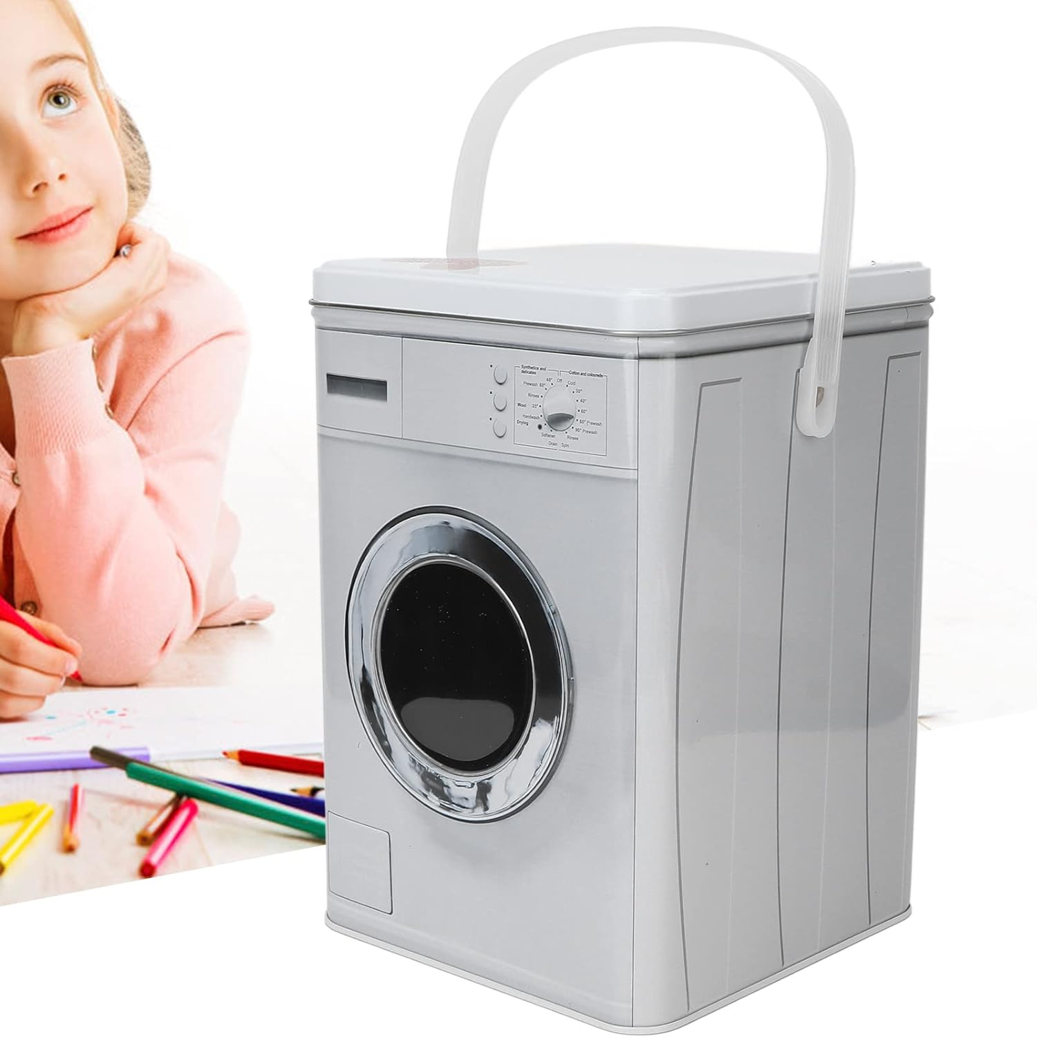 Laundry Basket with Lid,Hampers for Laundry,Laundry Detergent Powder Storage Box Portable Cute Tapes Stationery Socks Container Organizer with Handle image number 6