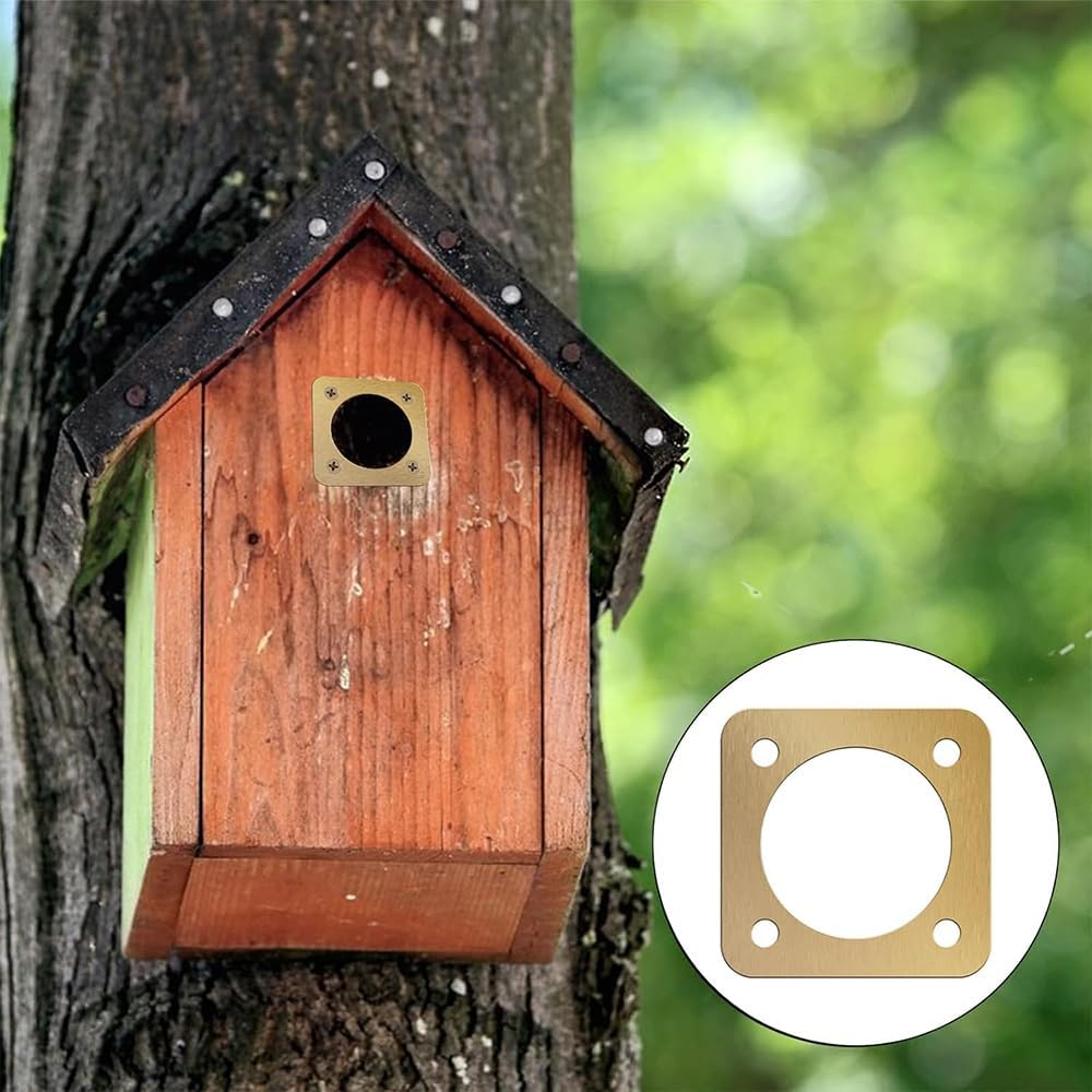 4-Piece Metal Bird House Guard Set &ndash; Durable Copper & Steel Hole Protectors for Bluebird, Sparrow & Small Bird Houses &ndash; Easy Install, Weather-Resistant (Gold, 1/4 Inch) image number 5