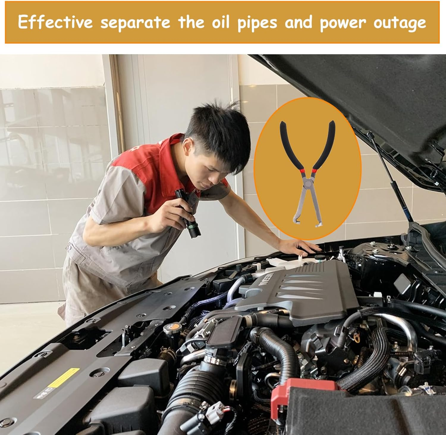 Shgarden Electrical Disconnect Pliers Automotive Electrical Connector Disconnect Pliers Spark Plug Disassembly Pliers Tear down Air Flow Sensors Fuel Injectors Fuel Line Petrol Clip Pipe Pliers SH0094 image number 6