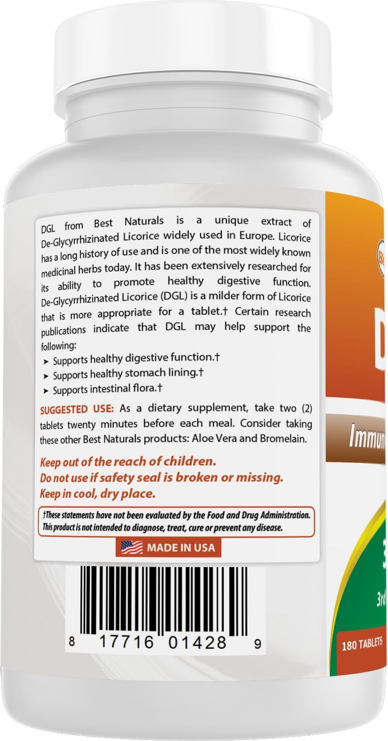 Best Naturals DGL Chewable 380 Mg 180 Tablets (180 Count (Pack of 2))