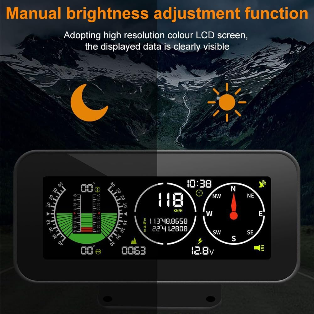 OBEST Car Head up Display,Gps Speedometer,Inclinometer for Off-Road Driving,Color High-Definition LCD Screen,Compass,Speeding Alarm,Fatigue Driving Alarm Suitable for All Car Models image number 4