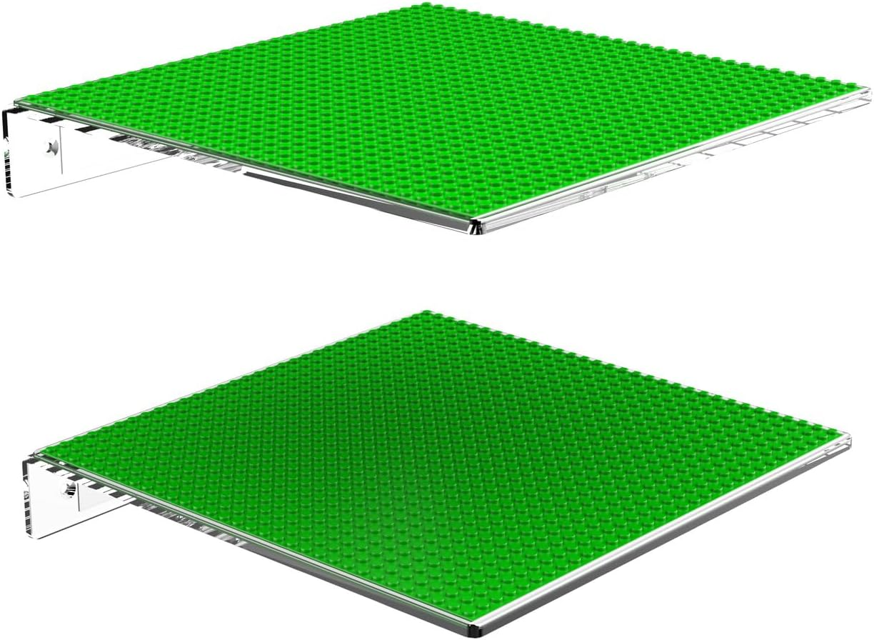 GALVANOX Display Sheves for Building Bricks (2 Pack) Compatible with All Toy Block Brands, Floating Wall Mounted Shelf with 10 Inch Removable Baseplate (Clear Acrylic Stand) image number 3