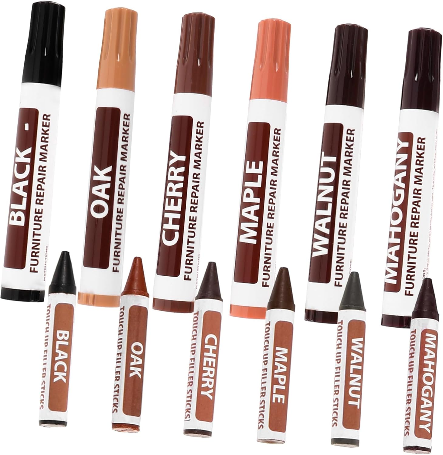 Furniture Touch-Up Markers and Wax Repair Kit for Wooden Furniture and Floors, Multi-Color Scratch Repair Pens 6 6 Set for Home Wood Surface Restoration image number 1