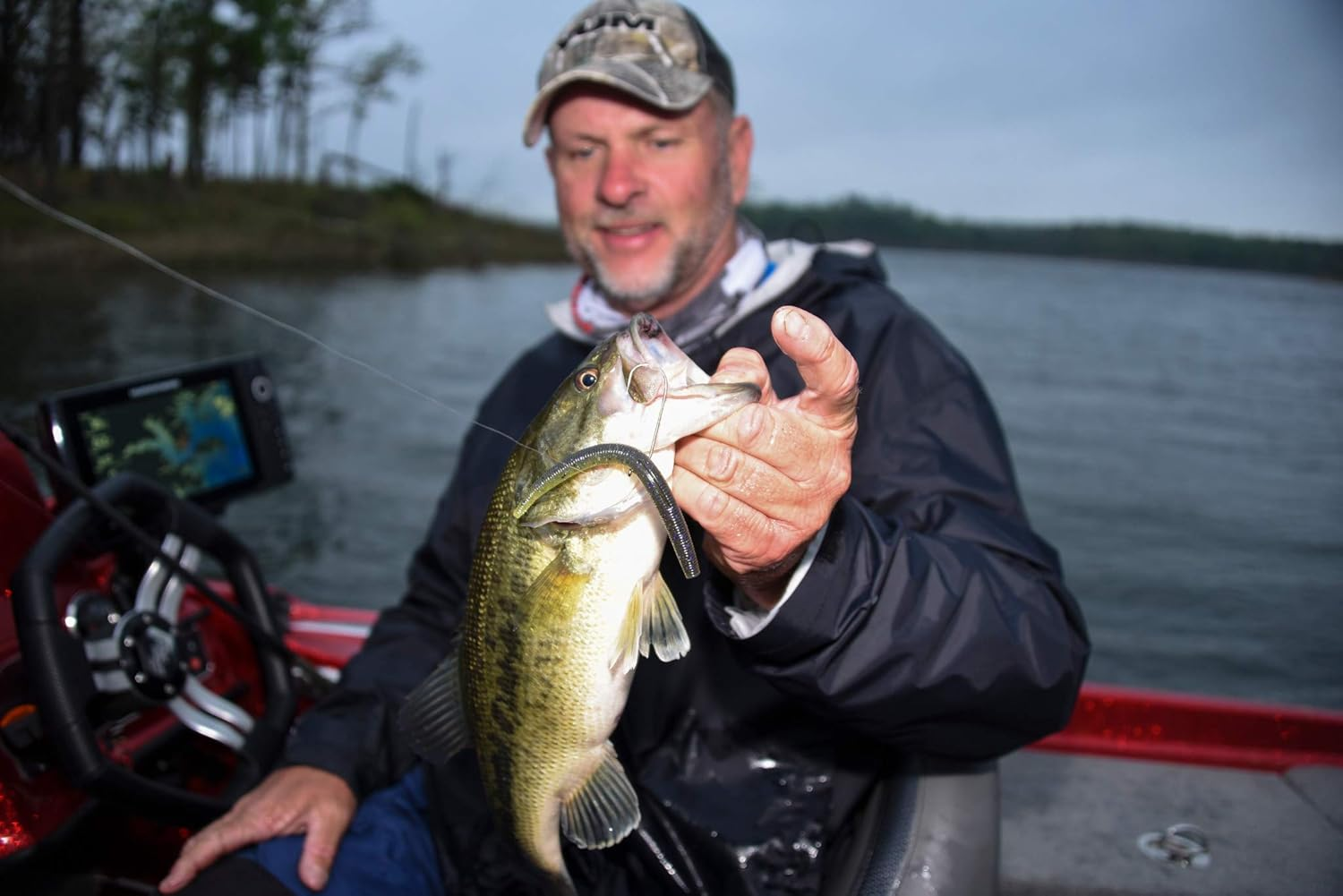 YUM Dinger Classic Worm All-Purpose Soft Plastic Bass Fishing Lure 100 Pack, 5 Inch - Watermelon Red Flake image number 3