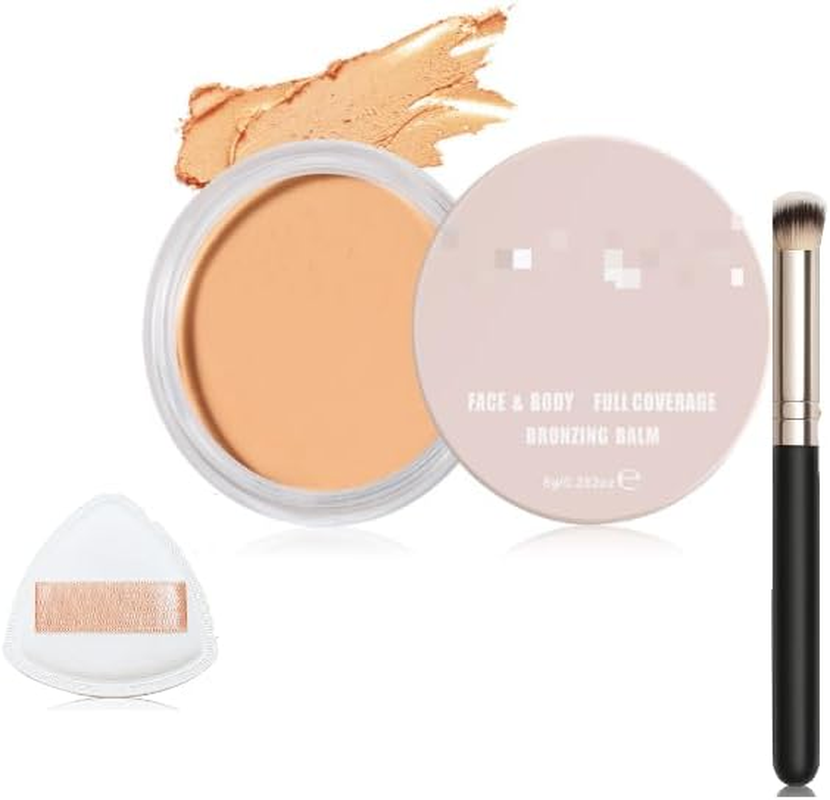 Erinde Full Coverage Concealer Balm for Face & Body, Tattoo Covering Makeup, Long Lasting Waterproof Cream Concealer with Brush & Sponge, Buildable Coverage for Blemishes and Dark Circles #01