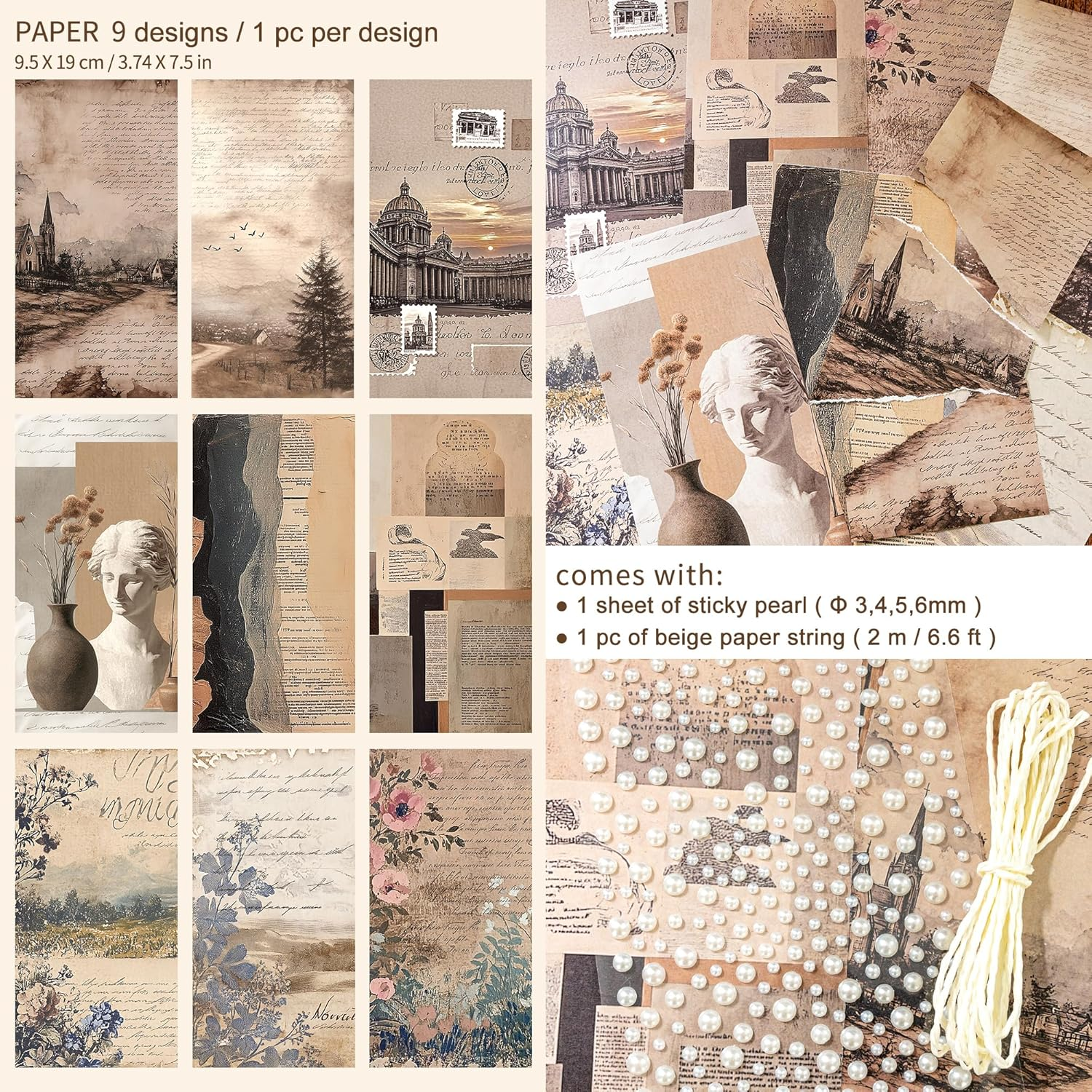 3 Packs Retro Scrapbooking Supply Stereoscopic Sticker Vintage Oil Painting Decoration Aesthetic Paper Classic Decoupage Thick Hard Cardboard for Card Making Journal Art and Craft (Mona) image number 1