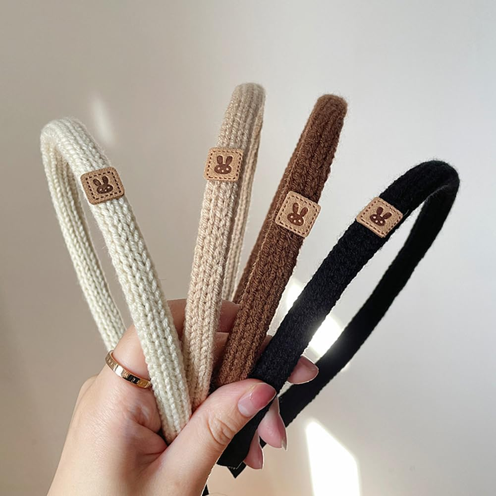4 PCS Rabbit Braided Headband, Cloth Fabric Braid Headband, Fashion Elastic Wide Hair Band Vintage Hair Hoop Hair Accessories for Women Girls image number 4