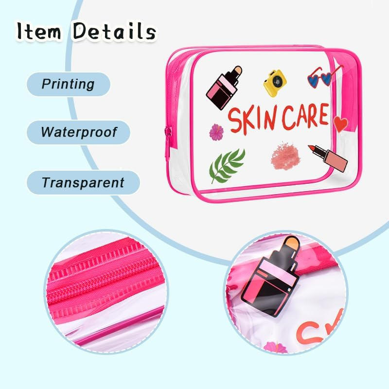 Clear Skincare Toiletry Bag for Women Girls Clear Travel Makeup Organizer for Girlfriend Christmas Birthday Gifts for Friend Bestie Waterproof Skin Care Cosmetic Pouch Beauty Enthusiasts Gift image number 3
