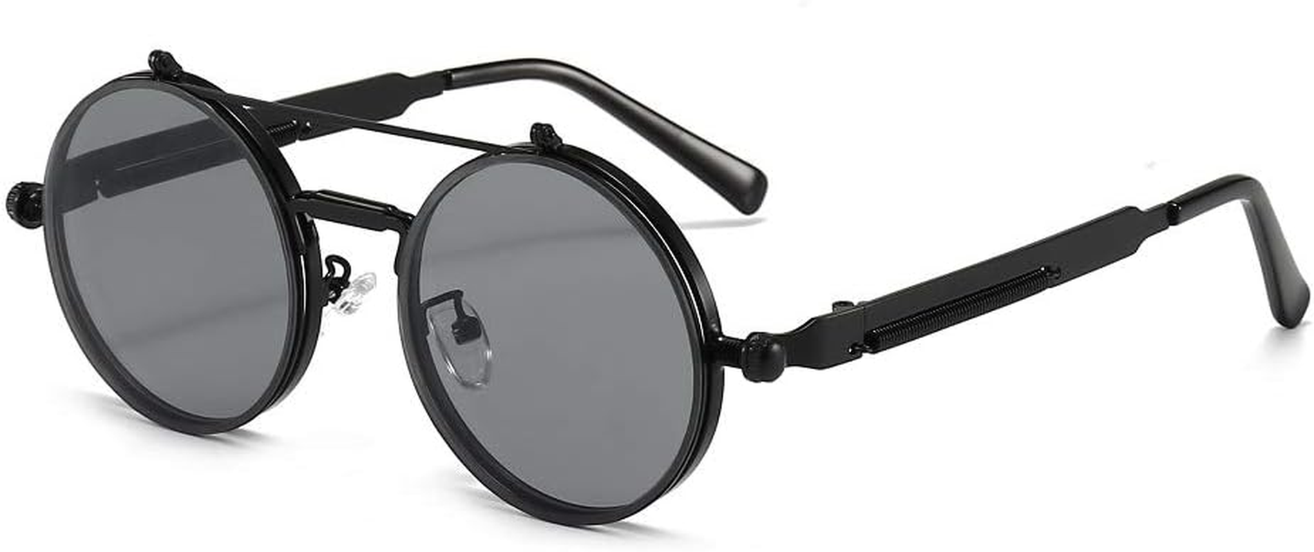 Vintage round Flip up Steampunk Sunglasses Retro Clamshell Punk Eyewear Metal Circle Glasses for Men Women