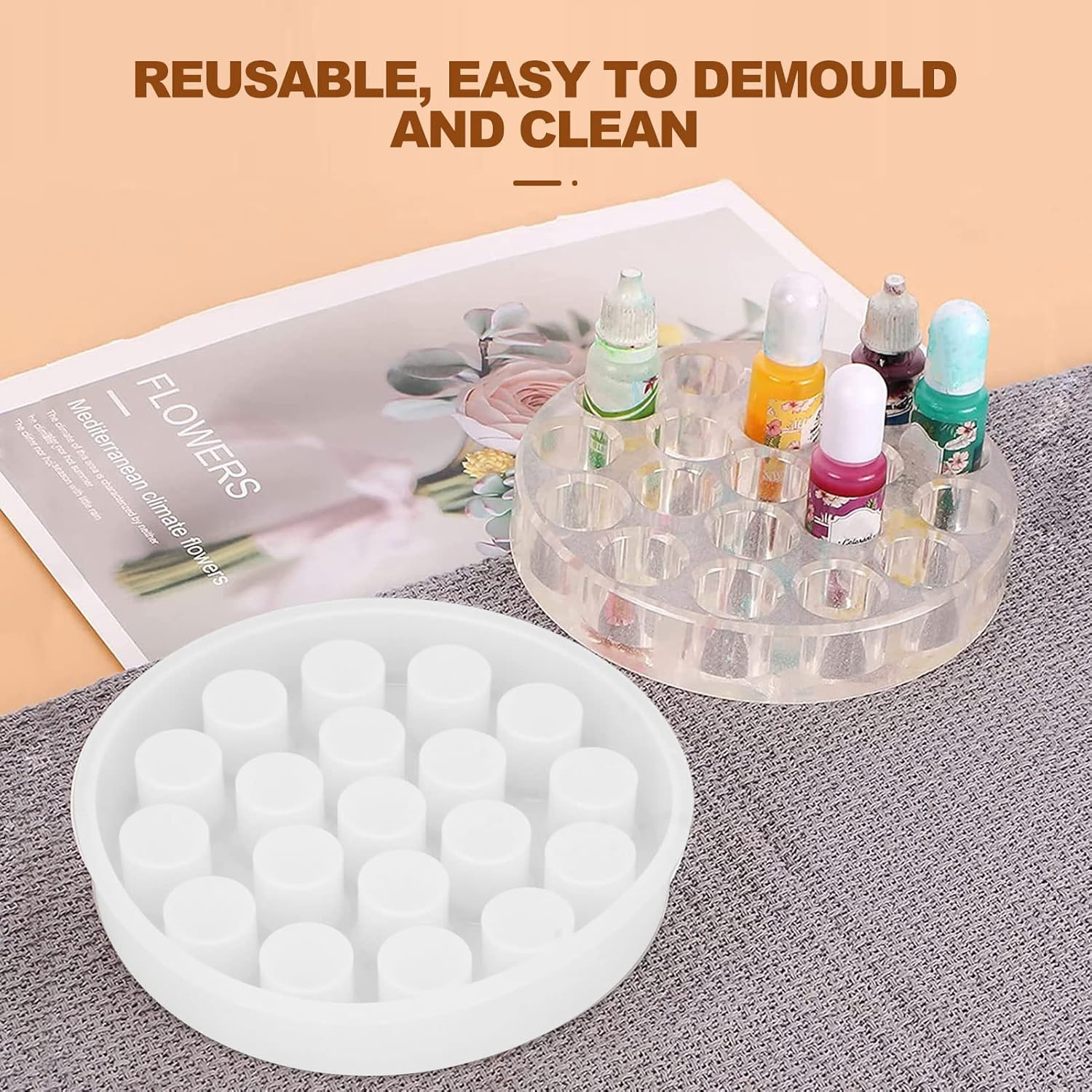 Round Shape Reusable Silicone Resin Lipstick Storage Holder DIY image number 6