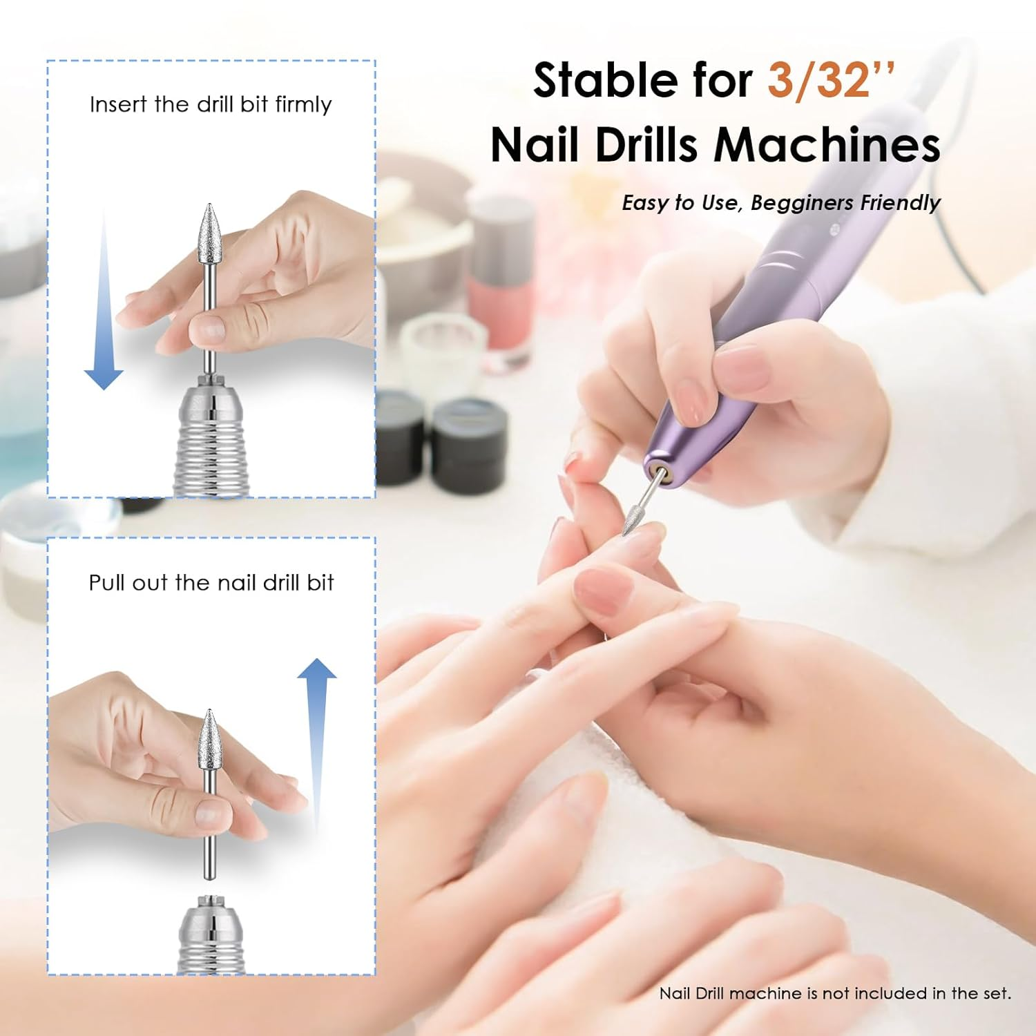 Depvko 22Pcs Nail Drill Bits Set, Professional 3/32'' Ceramic Diamond Safety Drill Bits Nail Tech, Cuticle Remover Drill Bit for Acrylic Gel Efile Nail Drill, Nail Manicure Pedicure Set, Salon Home image number 5