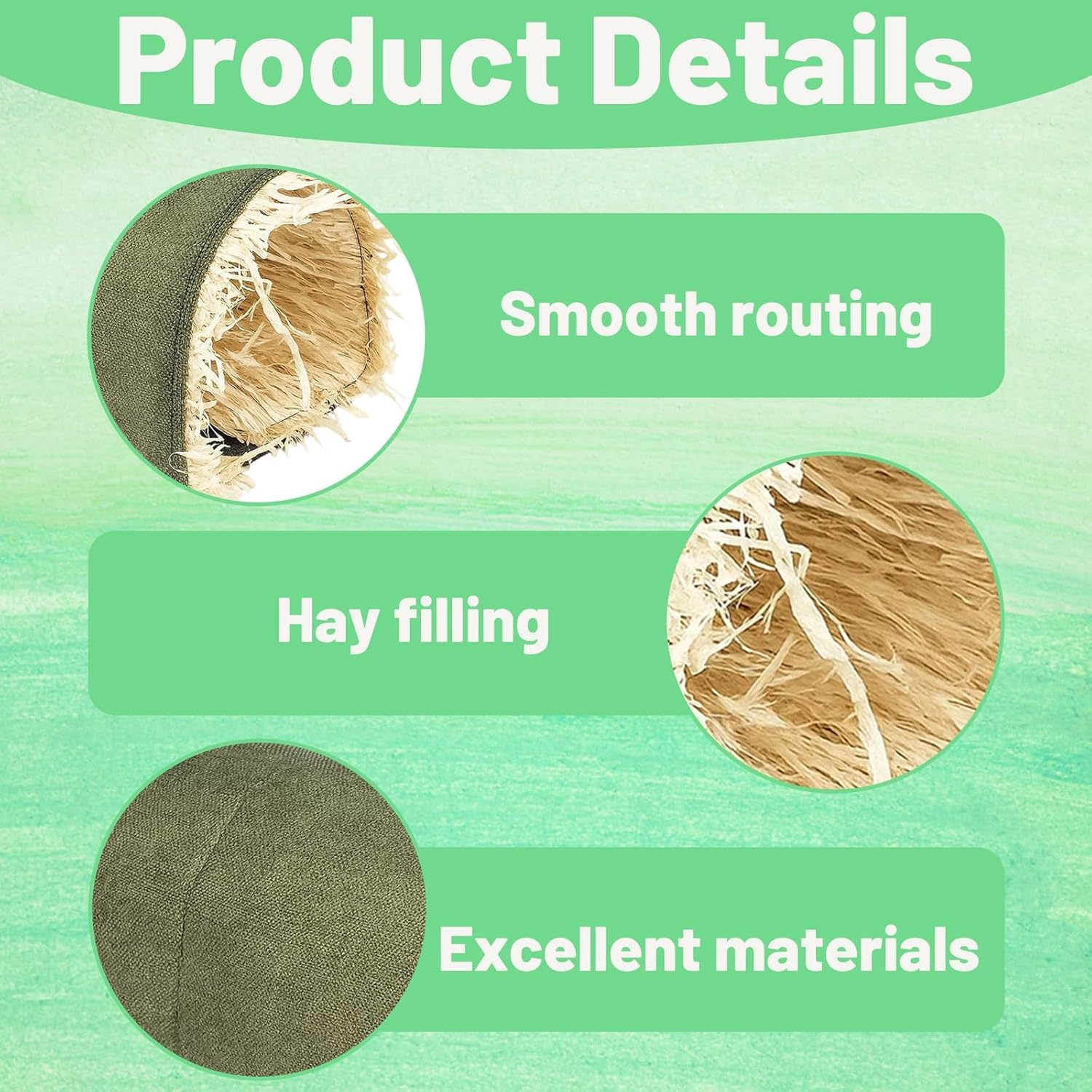 Guinea Pig Accessories, 2 Green Houses for Small Animals, Rabbit Accessories, Guinea Pig Tunnel, Toy for Rodents, Hamster Cave Made of Natural Material image number 5