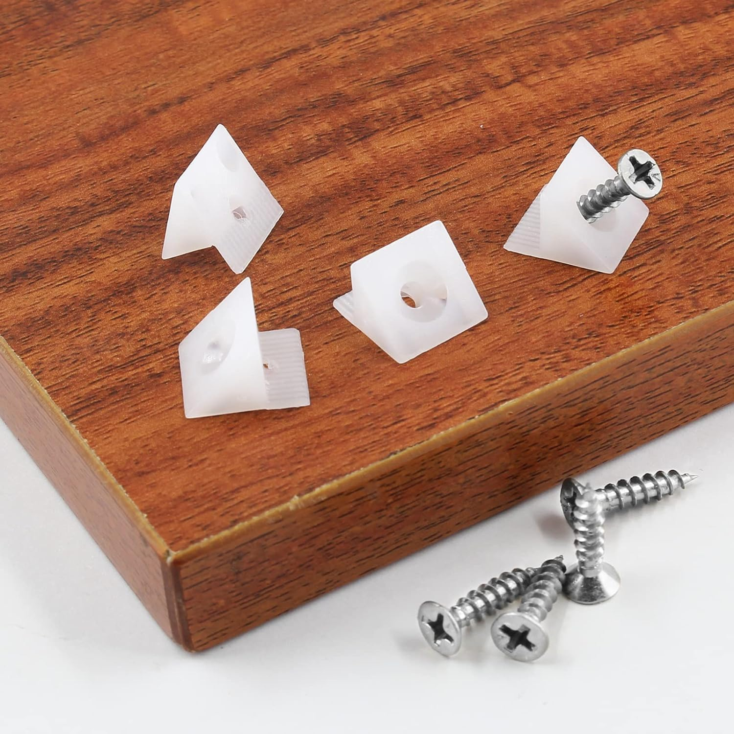 Walquicks 120 Pcs Wedge Bracke, Furniture Chest Drawer Bottom Repair Fixing Mending Drawer Plastic Angle Code Bracket Fastener with Screws for Sagging Drawers, Home Repair, Furniture Cabinet, Desks