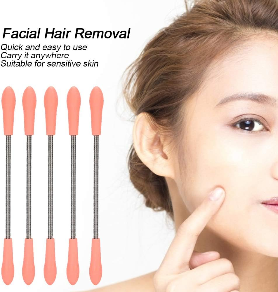 5 Pieces Facial Hair Remover, Portable Hair Remover Stainless Steel Spring Epilator for Women Chin Cheek Mustache Upper Lip Neck, Remove Unwanted Hair, Smooth Skin image number 6