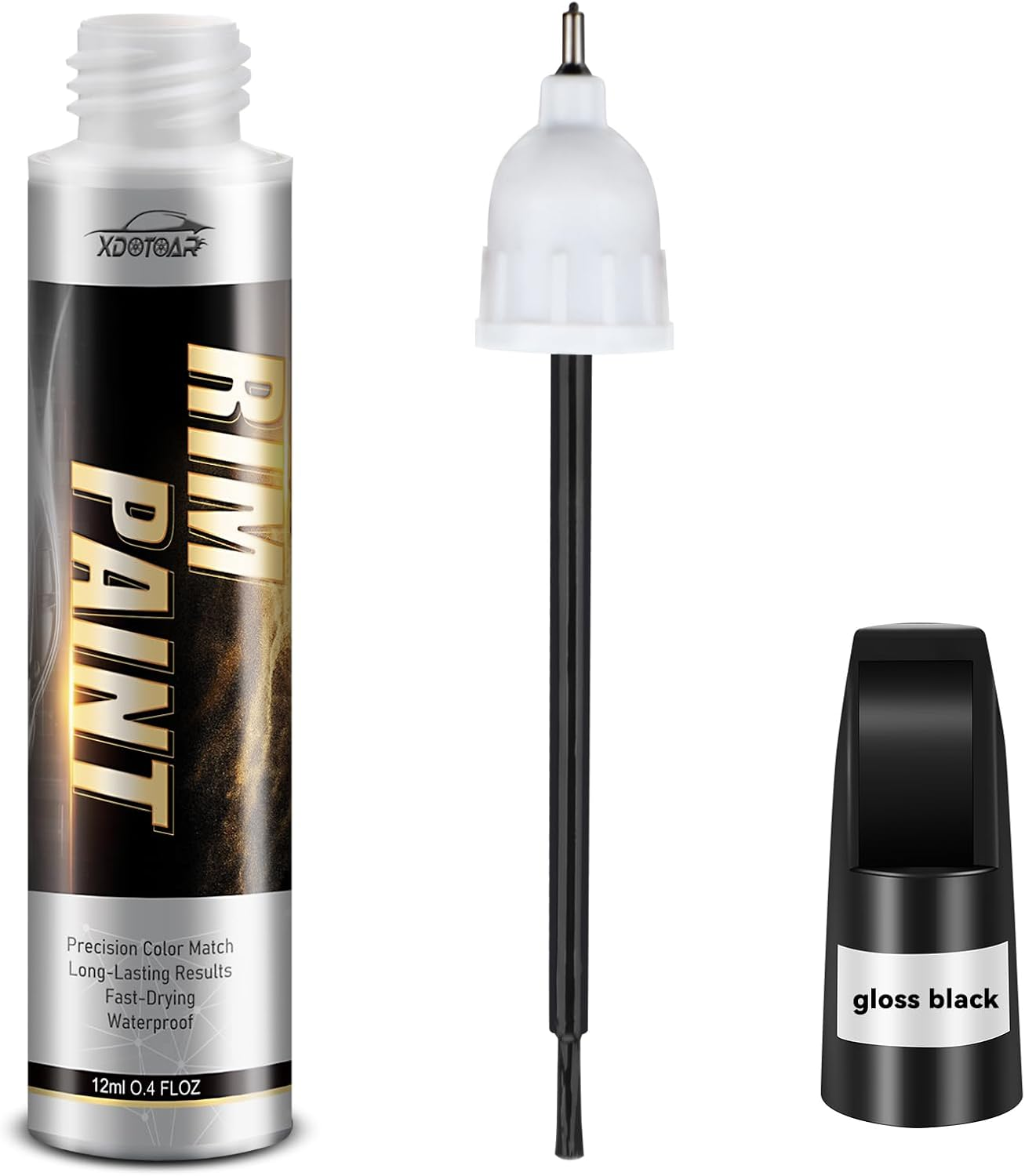 Matte Black Rim Touch up Paint, Efficient Wheel Paint Pen for Metal, Also Match Flat Black, Quick and Easy Repair Curb Rash, Car, Faucet and More, Universal and Color Accurate, Long Lasting
