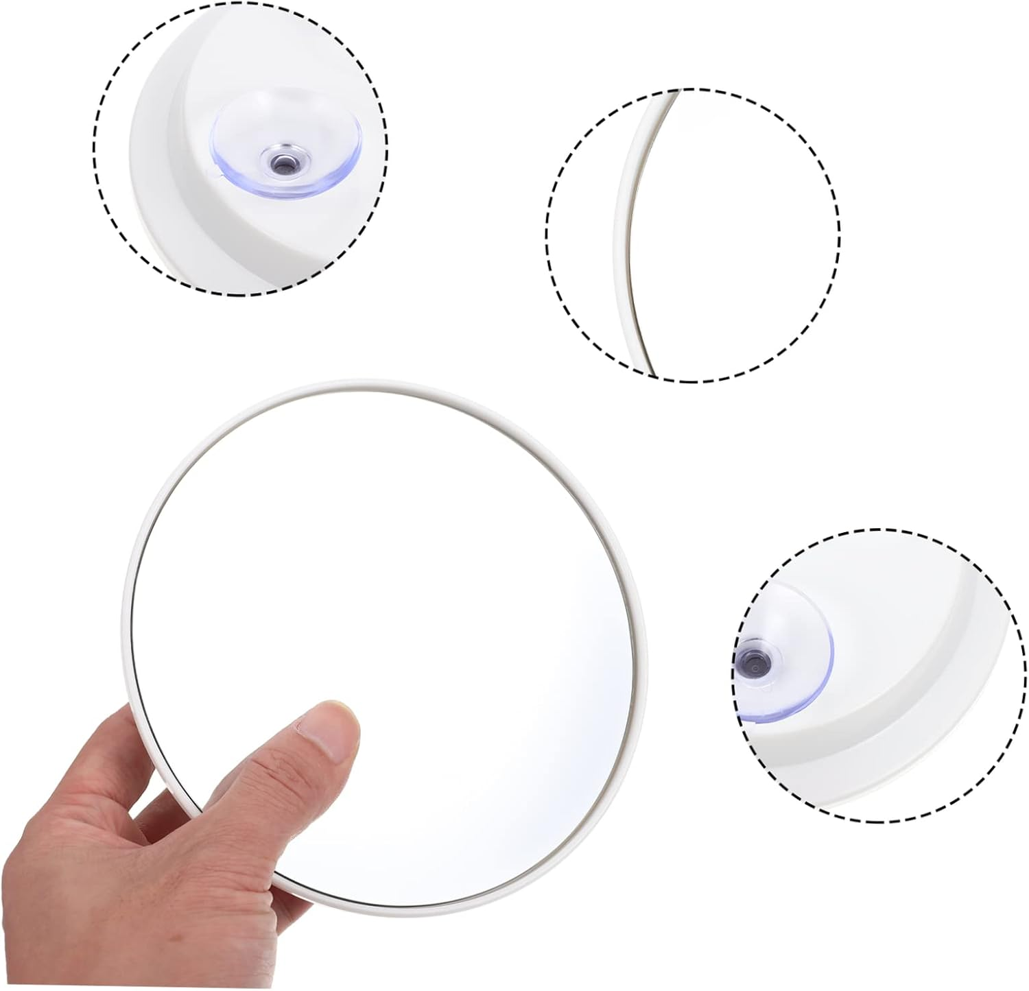 FRCOLOR Suction Cup Vanity Mirror round Mirror with Suction Cups Bathroom Makeup Mirror 10X Magnifying Mirrors Magnifying Suction Mirror Magnified Facial Silver Mirror White X7 Decorate image number 2