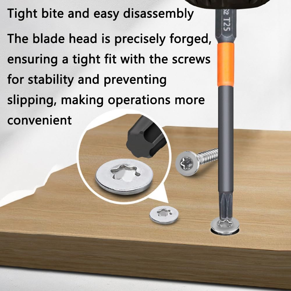 KEWAYO 10Pcs Screw Driver Bit Set,S2 Alloy Steel Magnetic 1/4 Inchollow Plum Blossom Head Screwdriver Set, for Home Automotive Repair T10, T15, T20, T25, T30, T40 image number 2