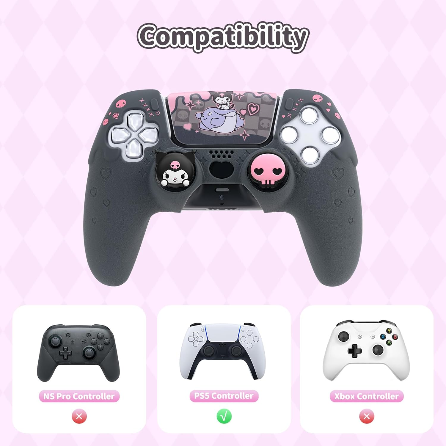 Kuitmor Silicone PS5 Controller Cover Skin Set,Anti-Slip Soft Protective Case for Ps5 Wireless Controller with 2 Thumb Grip Caps and 1 Sticker image number 3