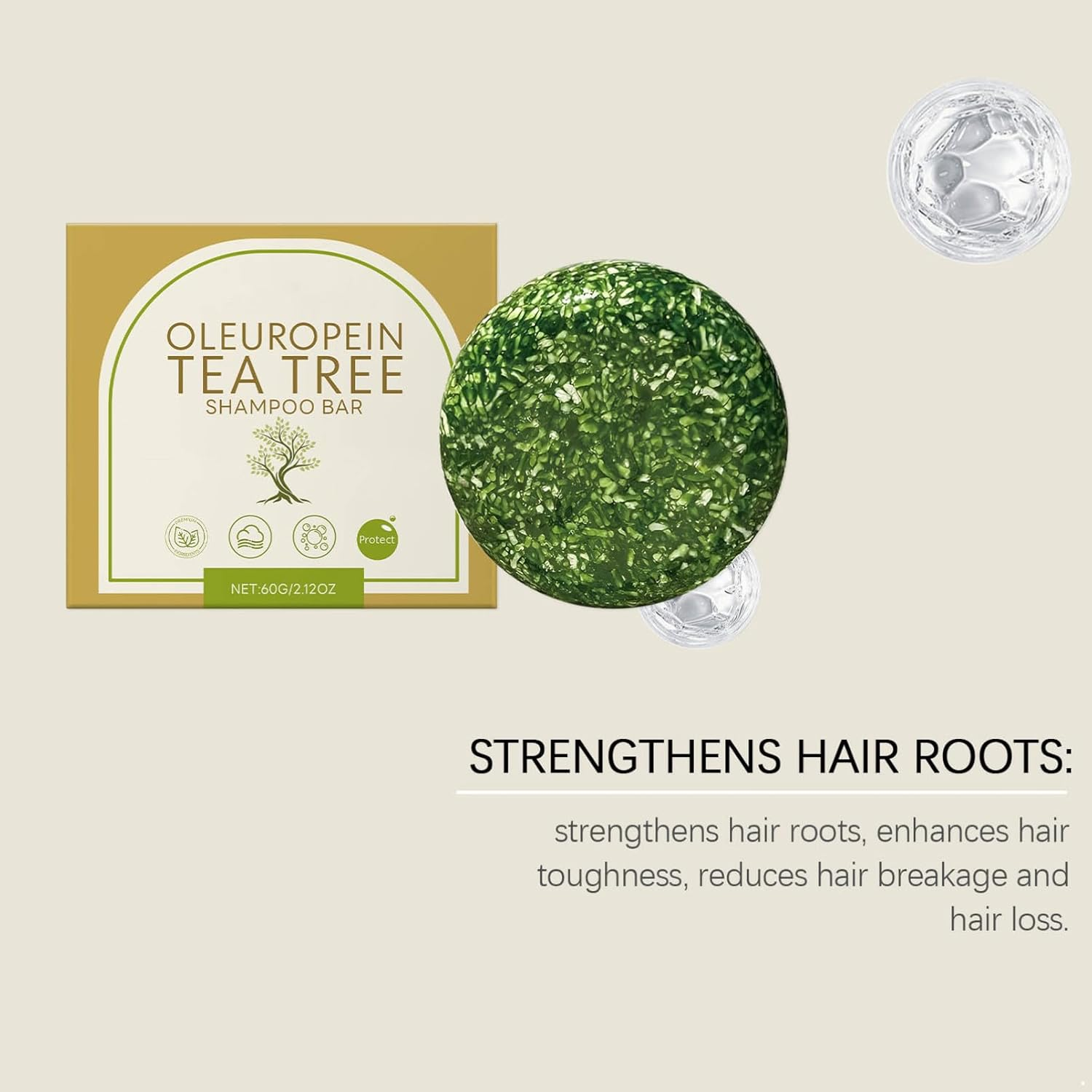 Aislor Hydrating Shampoo Bar with Tea Tree Oil: Moisturizing Cleanse for Dry Hair and Scalp Nourishment Green One Size