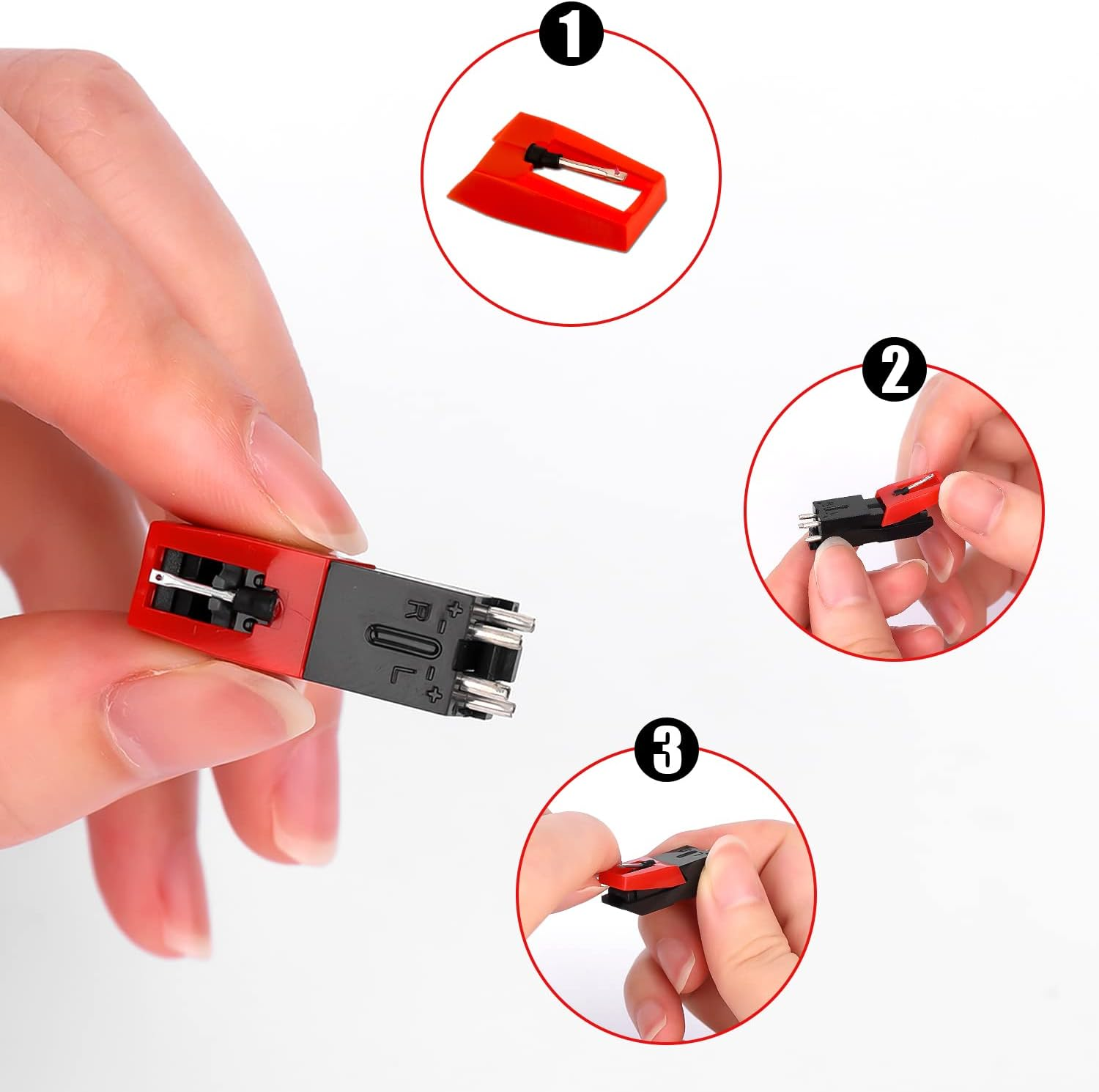 5Pcs Record Player Needle, Turntable Replacement Needle Long-Lasting Record Player Needle Replacement for Vinyl Record Player (Red) image number 4