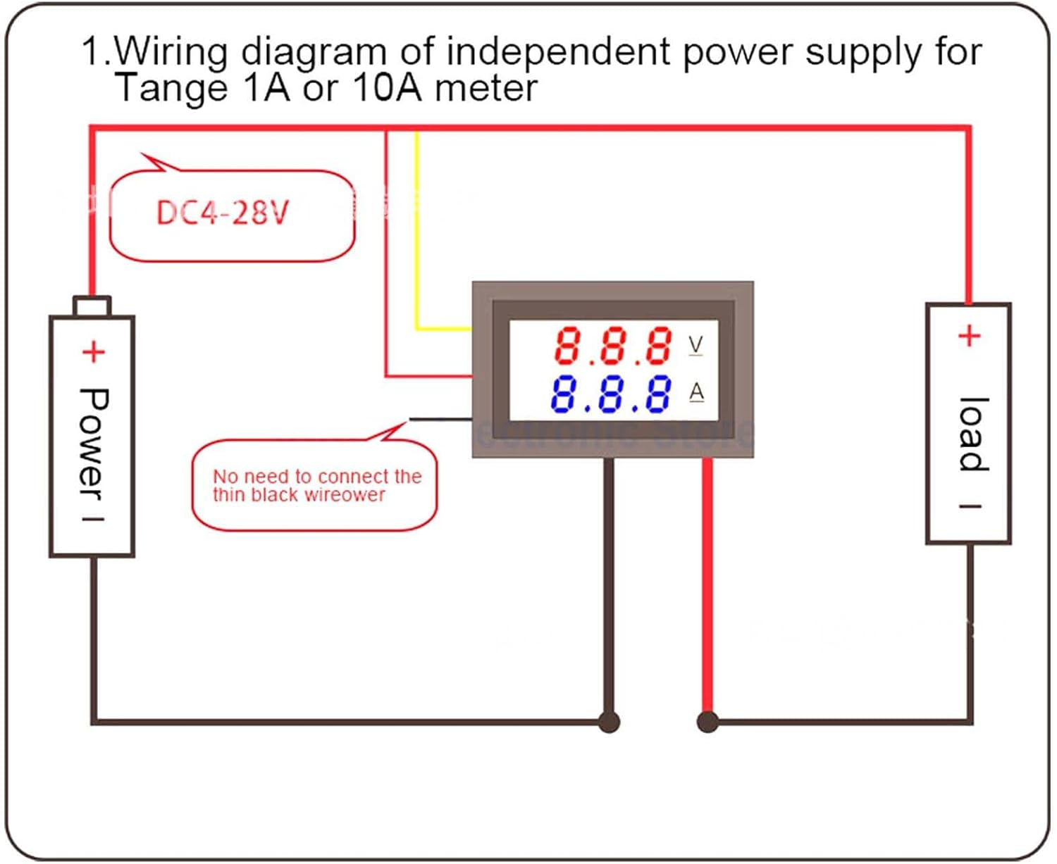 Digital Voltmeter Ammeter LED, Voltage Current Meter for Batteries, Motors, Solar Panels, 0.0-100V Measurement Range (10A)