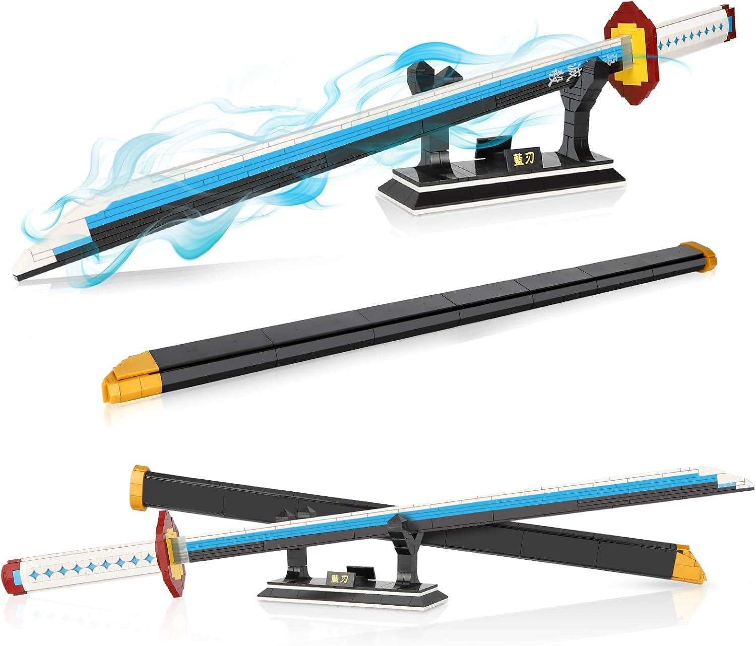 QLT Demon Slayer Sword Compatible with  Sword Ideas Cosplay Animes Tomioka Giyuu Katana, Clamping Building Blocks Decoration Adults Boys from 6-16 with Sheath Holder (695 Pieces) image number 1