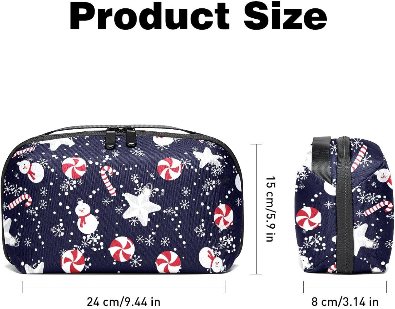 Makeup Bags for Women, Makeup Travel Bag, Waterproof Makeup Organizer Bag, Christmas Snowman Snowflakes Stars Vintage image number 3