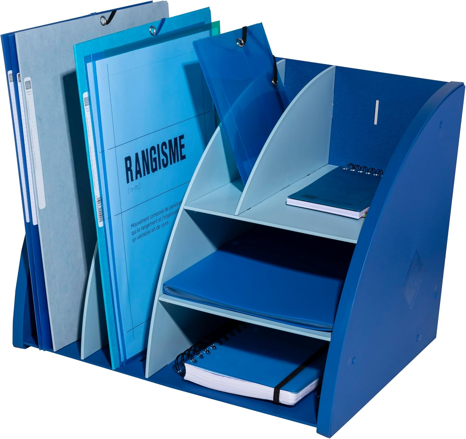 EXACOMPTA - Ref 394202D - 1 Desk Organiser Bee Blue Multifunctional Desk Accessories 6 Compartments A4 A5 A6 Vertical/Lying down - Dimensions 36 X W 29.5 X H 6 Cm Navy Blue / image number 2