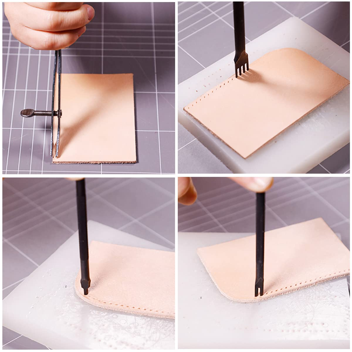 Leather Craft Tool 1/2/4/6 Prong DIY Lacing Stitching Punches Hole, Leather Craft Kits (5Mm) image number 3
