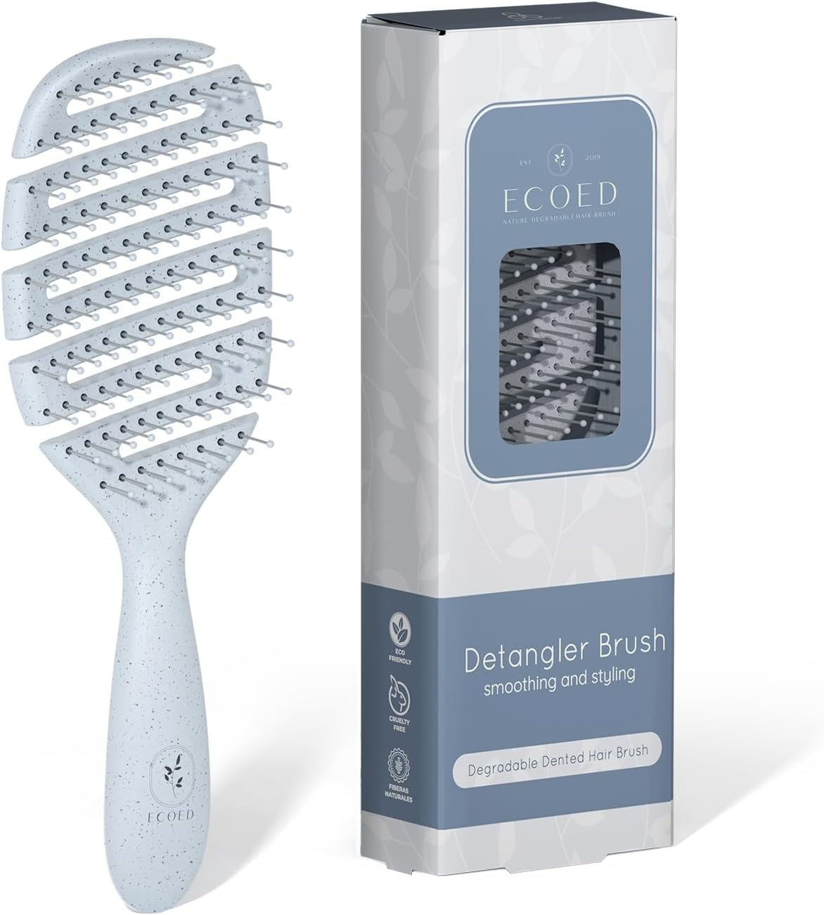 Ecoed Detangler Hairbrush, Vented Detangling Brush for Curly, Wavy, and Straight Hair, Dry and Wet, Quick Smoothing for Women and Men, Eco-Friendly & Sustainable Material (Green)