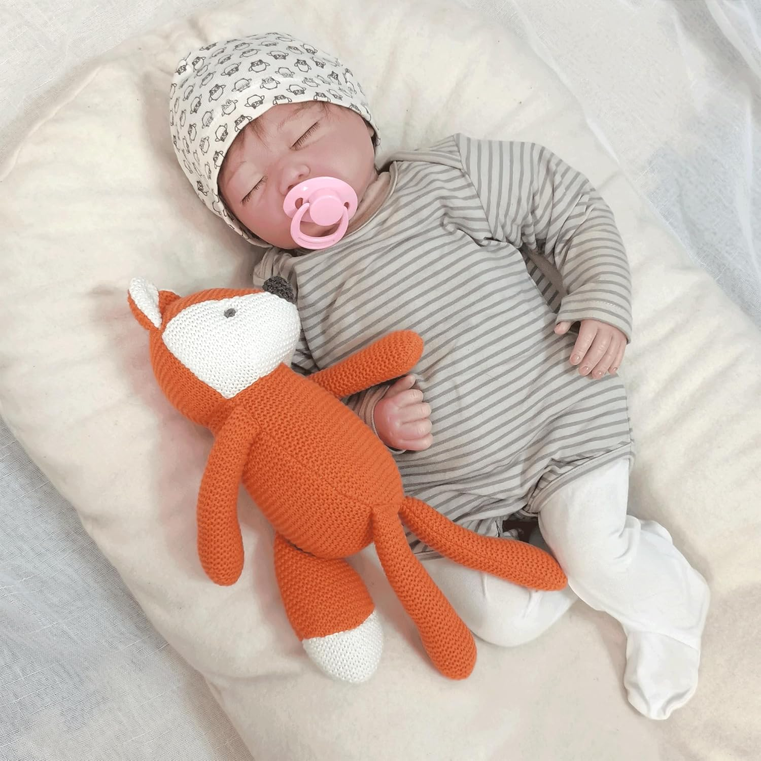 FLUFFYFUN Baby Fox Plush Toy 18 Cm, 100% Organic Cotton Soft Toy for Newborn image number 2