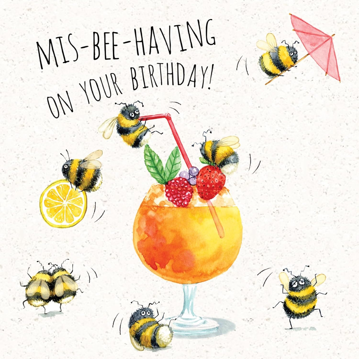 Twizler Funny Birthday Card Mis-Bee-Having - Funny Card for Women - Happy Birthday for Her - Party Girl Birthday - Animal Humour - Blank Inside image number 2