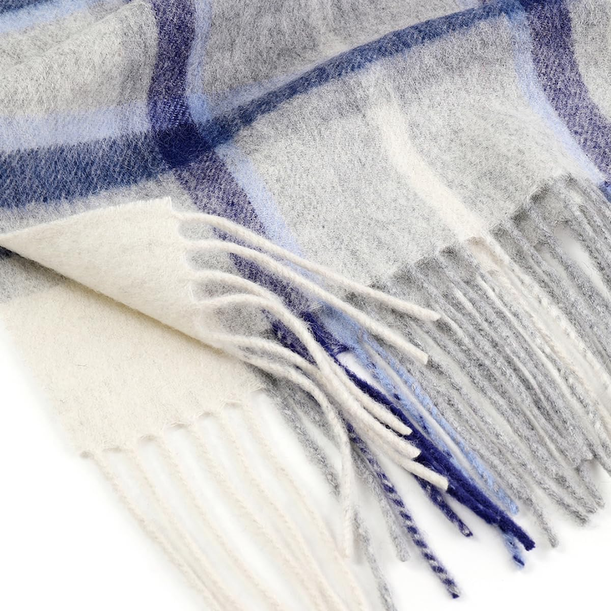 WAMSOFT Wool Winter Scarf Plaid Scarf Soft Warm Tartan Checkered Striped Fashion Scarf Classic for Women Men Scarves - Black/Gray image number 6