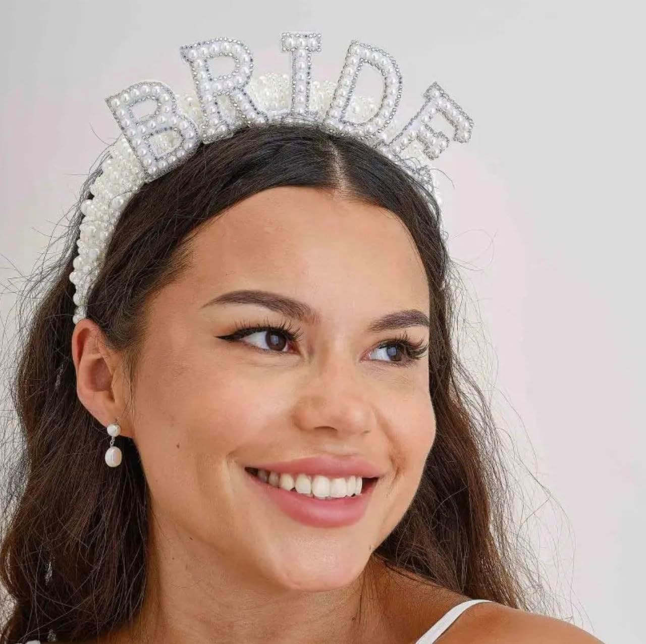 Pearl Bride Headband &ndash; One Size Fits All &ndash; Luxe Velvet Padded Hairband with Faux Pearl &ldquo;BRIDE&rdquo; Lettering &ndash; Perfect Bridal Shower, Engagement, Wedding Gift image number 4