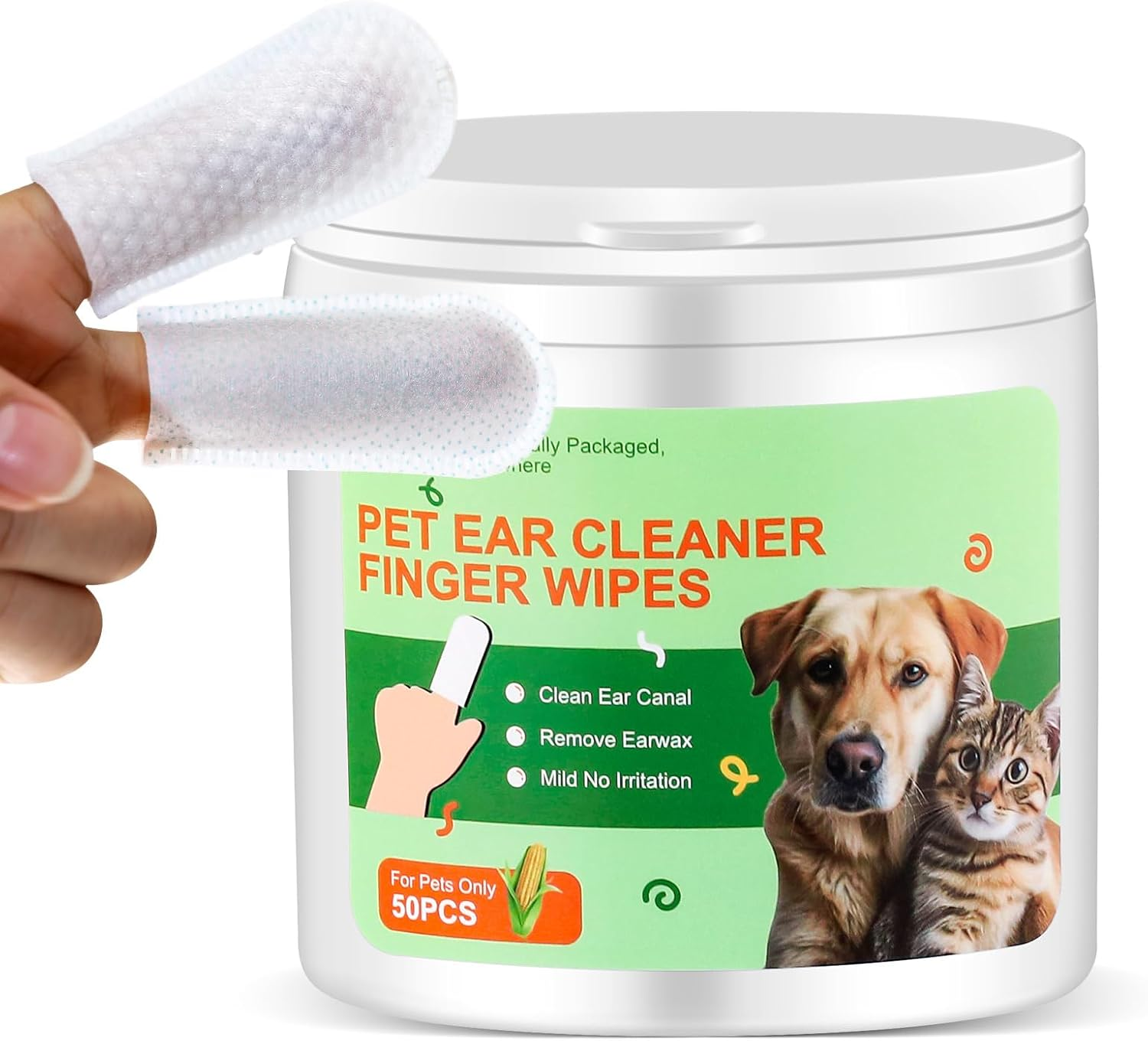 Pet Ear Cleaning Finger Wipes,Soft and Effective Ear Hygiene Solutions for Dogs and Cats,Gentle and Easy to Use,50Pcs image number 2