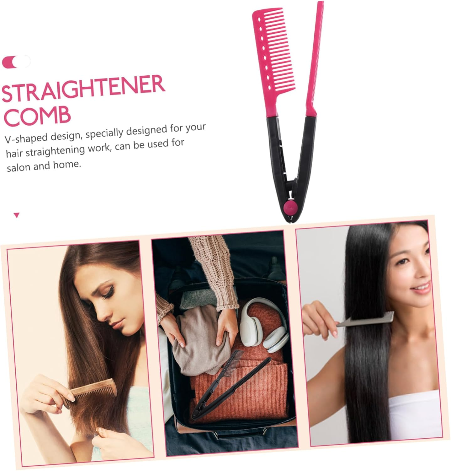 Outanaya Hair Straightening Comb Plastic Material Flat Ironing Hair Styling Tool Random Color image number 2