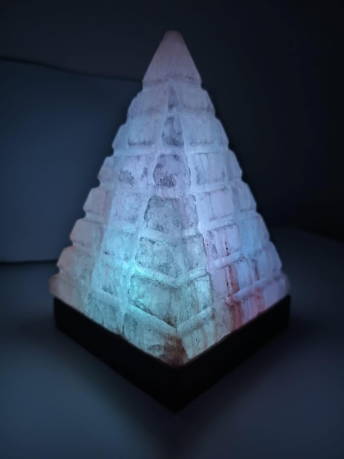 2-3 KG Premium Multi-Colour Cubical Cut Pyramid Salt Lamp 100% Authentic, Handcrafted from Beautifully Hand Craft Cubical Cut Pyramid Shape Lamp Comes with Complete Electric Fitting image number 6