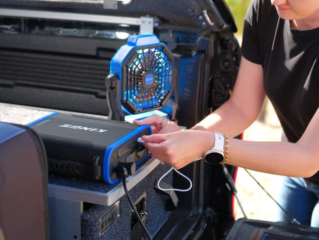 Kings 36Ah Lithium Portable Power Pack 100W USB C Lifepo4+ Clear Top Canvas Bag