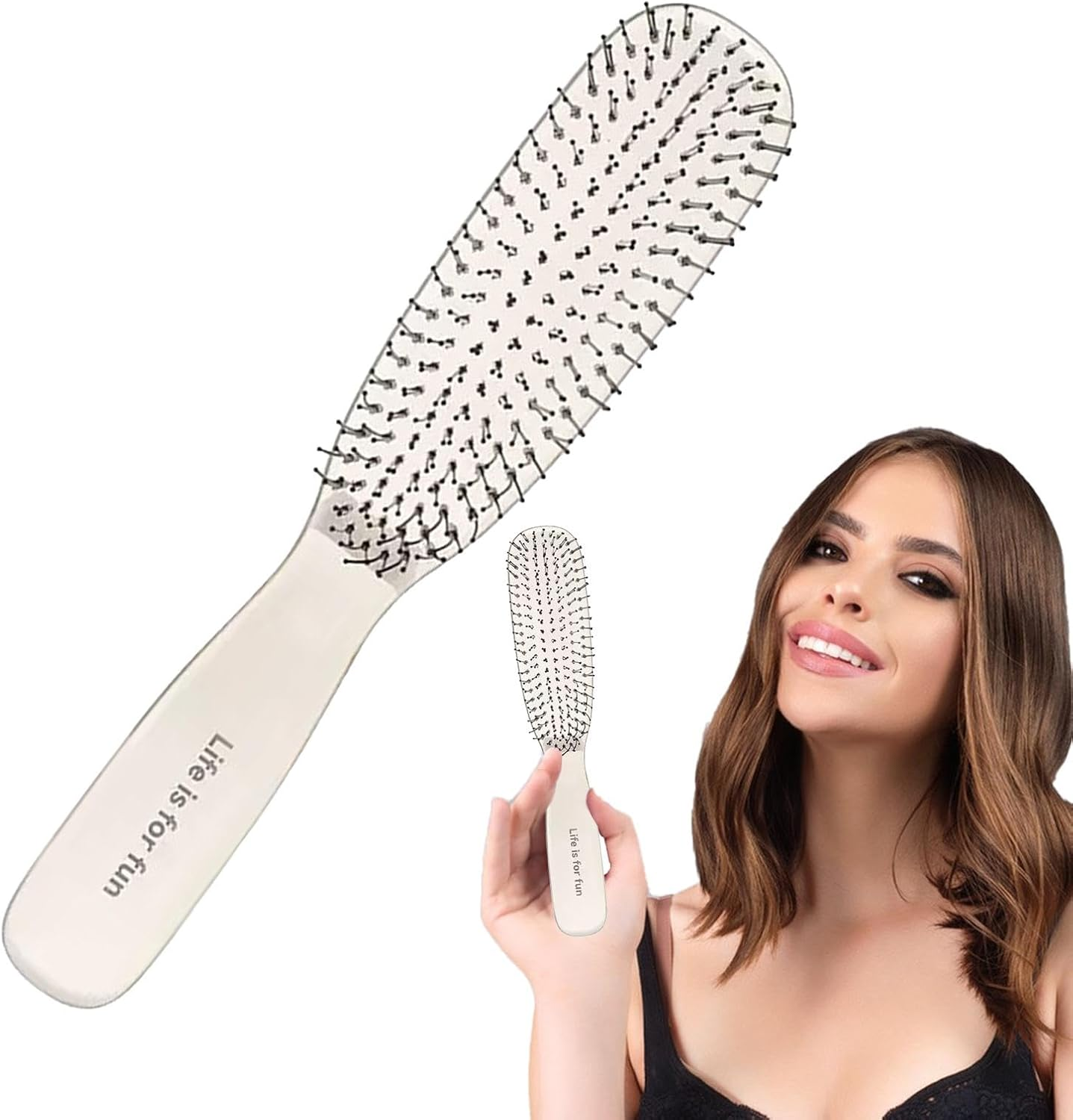Hair Brushes for Women - Detangling Brush for Thick Hair with Soft Bristles,Detangling Brush Comfortable Grip Water Resistant Wet Hair Brushes, Wet and Dry Use image number 6