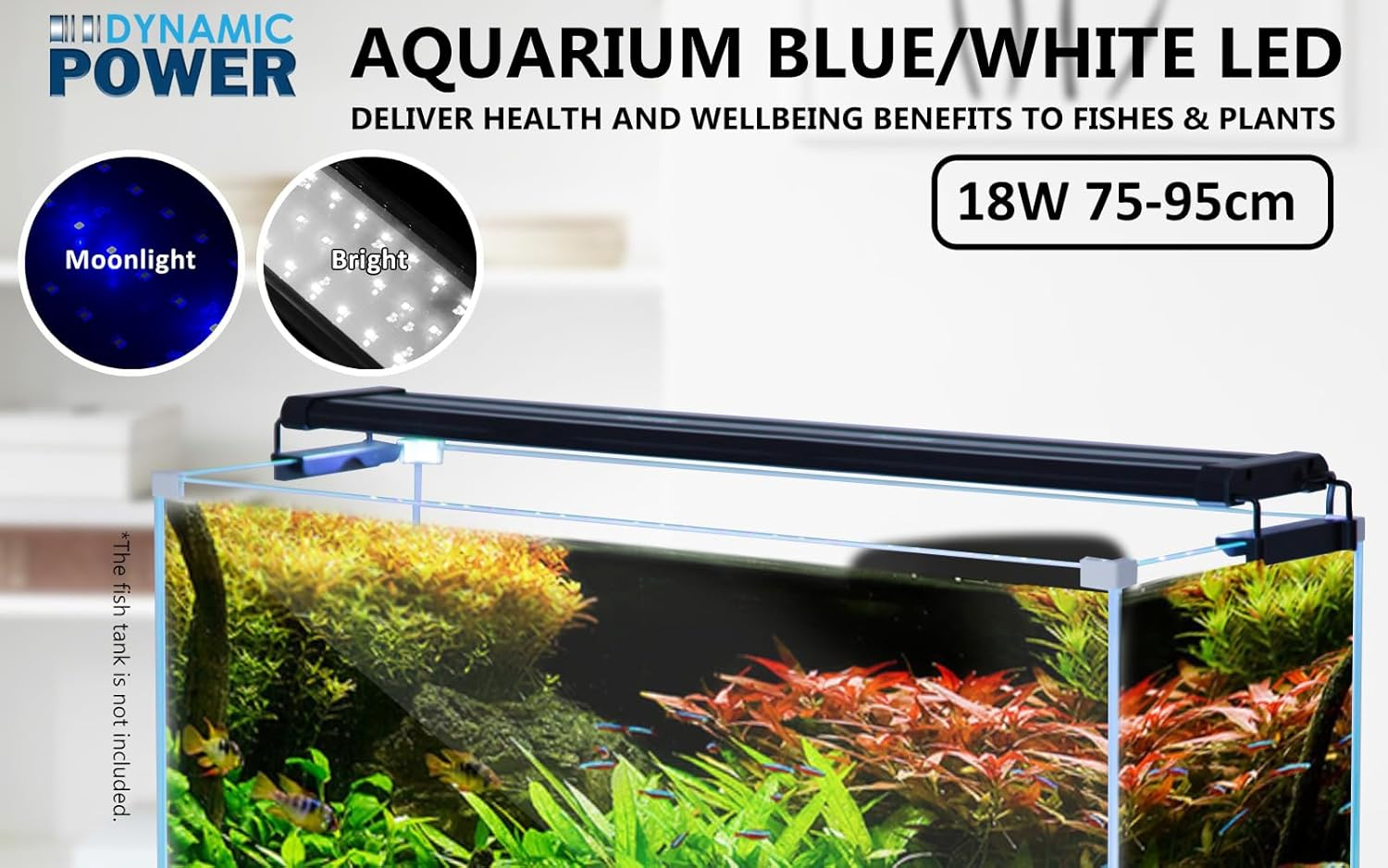 Dynamic Power 18W Aquarium Blue White LED Light for Tank 75-95Cm image number 1