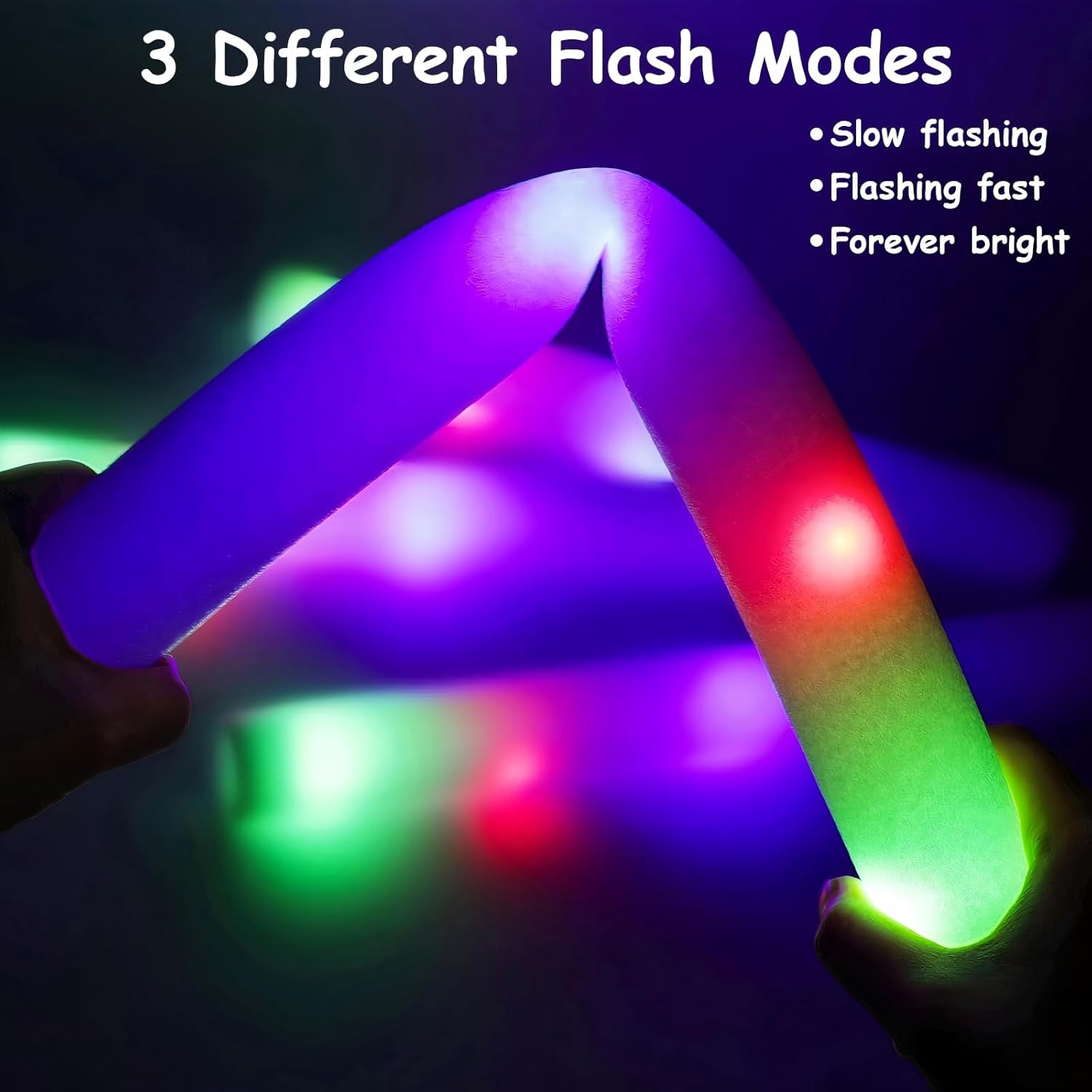 Foam Glow Sticks, 30 Pcs Bulk Giant 48CM LED Foam Stick, Glow in the Dark K Party Supplies with 3 Modes Colorful Flashing, Neon Party Favors for Birthday, Wedding, Carnival, Concerts, New Year, Guests image number 2