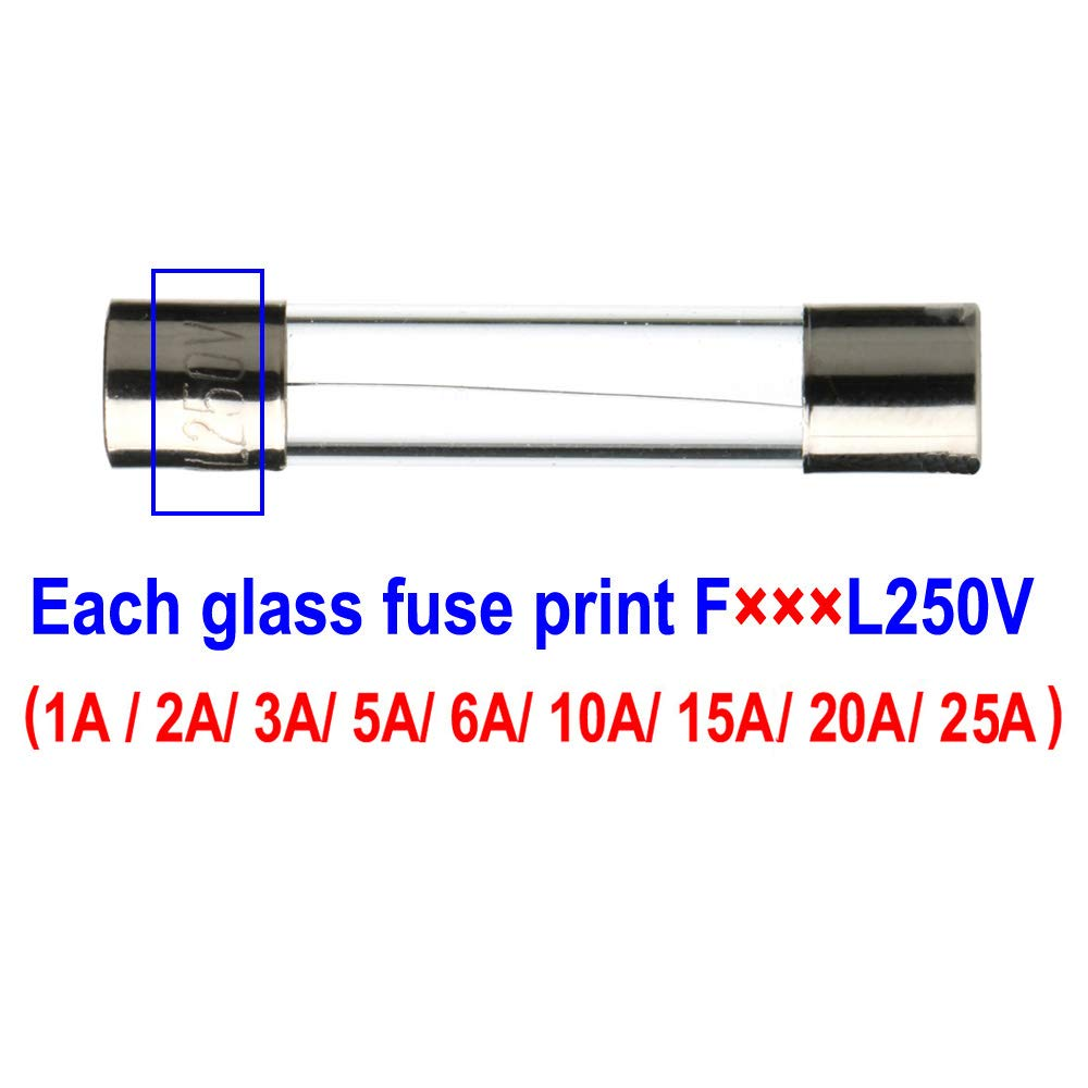 Gebildet 126 Pieces 6 X 30 Mm Glass Fuse, Fast-Blow Glass Fuse Glass Tube Assorted Kit (250 V Amp 1A 2A 3A 5A 6A 10A 15A 20A 25A) image number 3